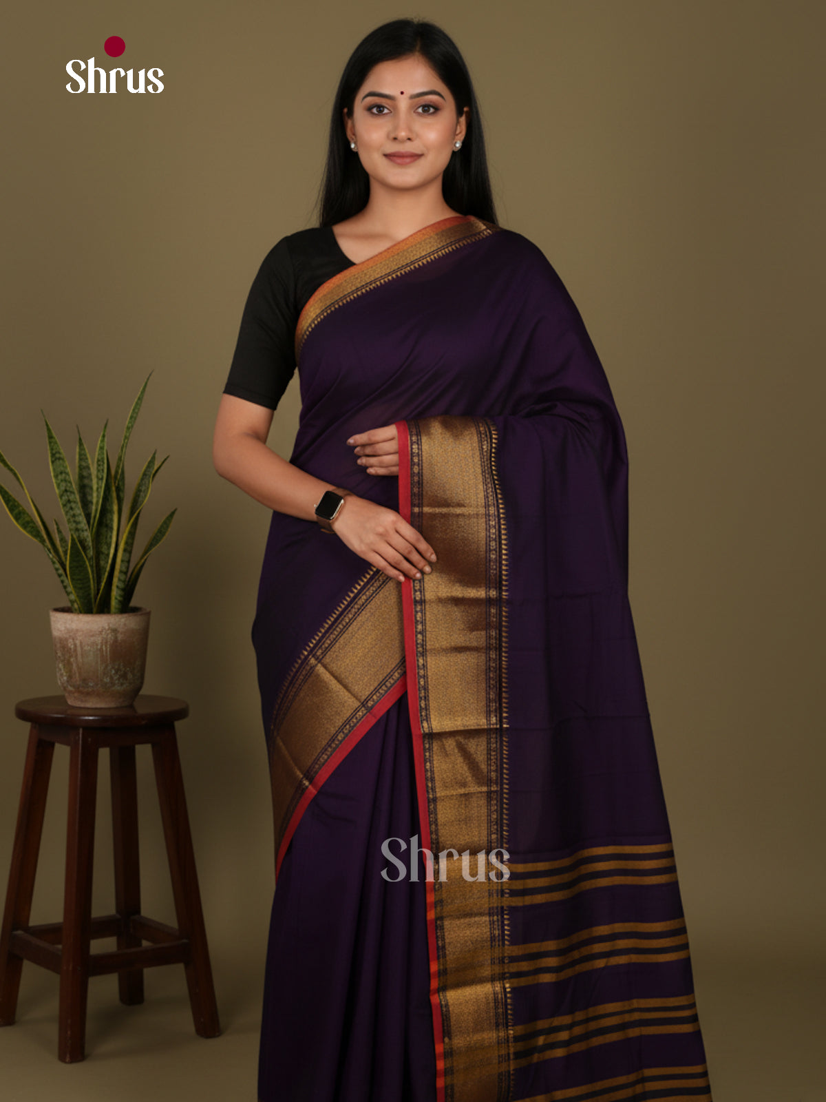 Violet & Red- Narayanpet Cotton Saree