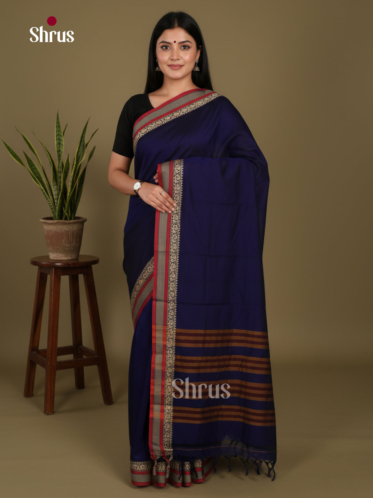 Blue & Red - Narayanpet Cotton Saree