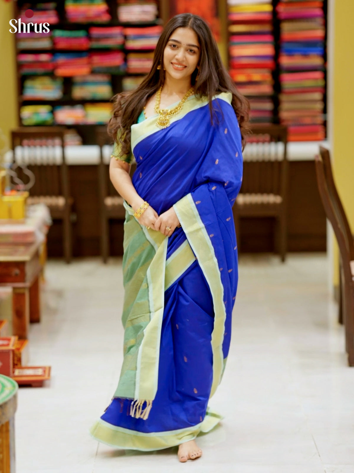Blue & Green - Kalyani Cotton Saree