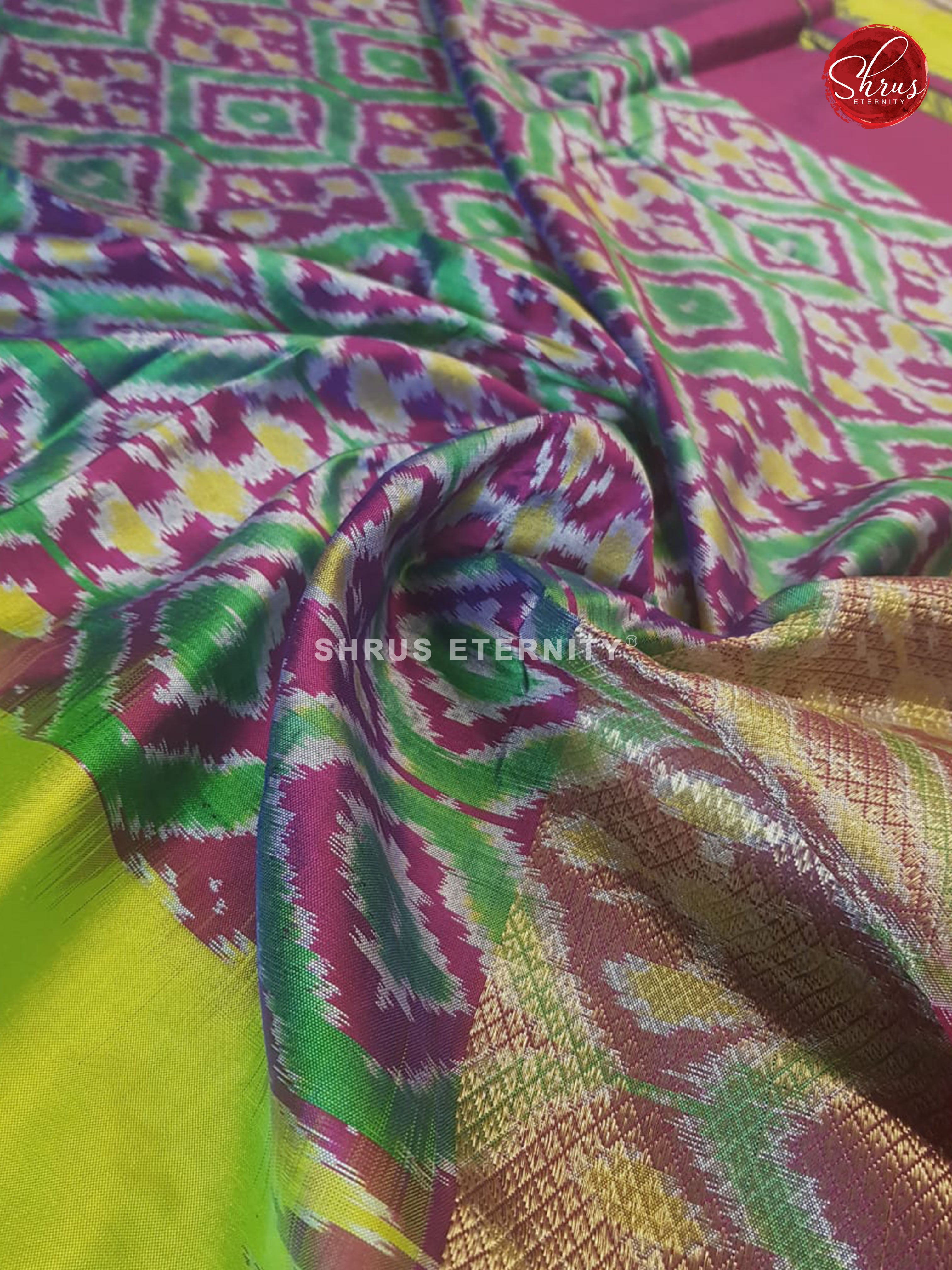 Florescent Green (Ganga Jamuna) - Ikkat Silk - Shop on ShrusEternity.com