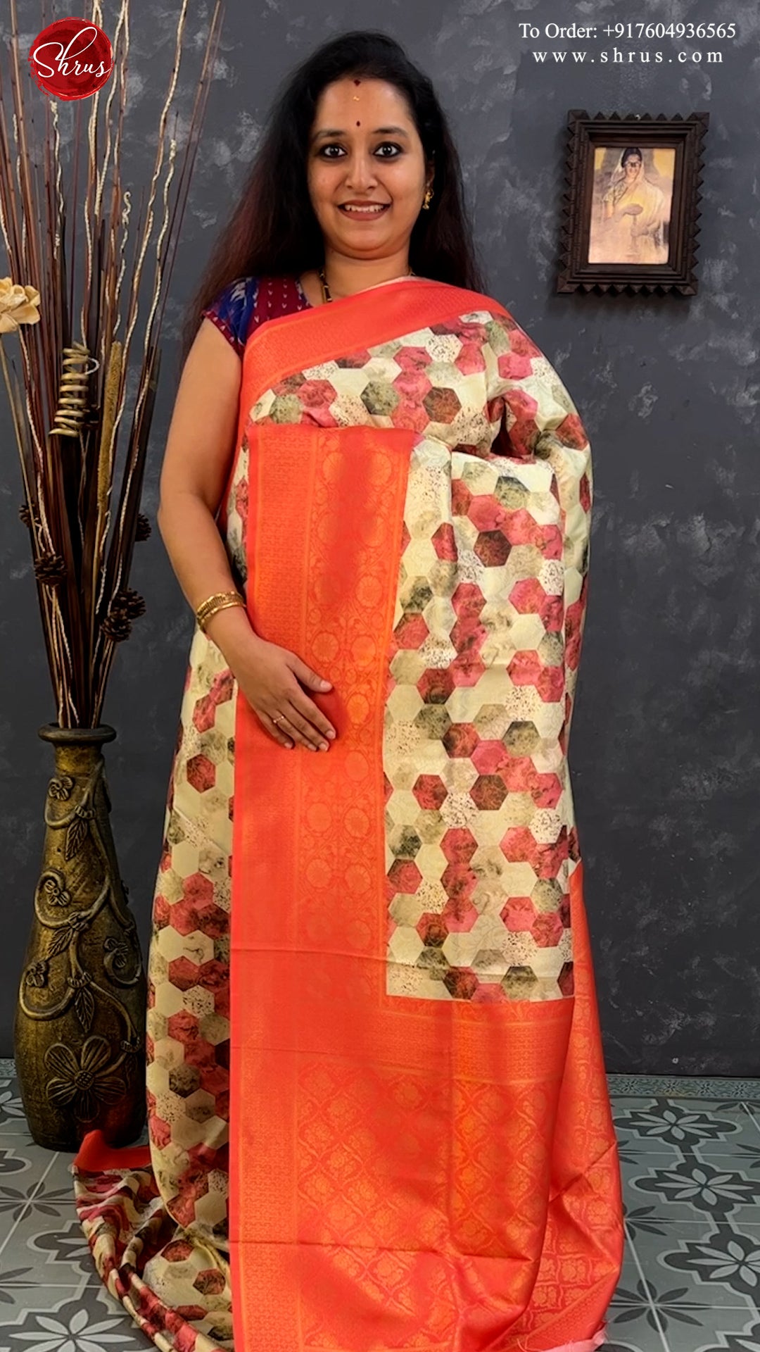 Beige and Orangish Pink - Semi Georgette - Shop on ShrusEternity.com