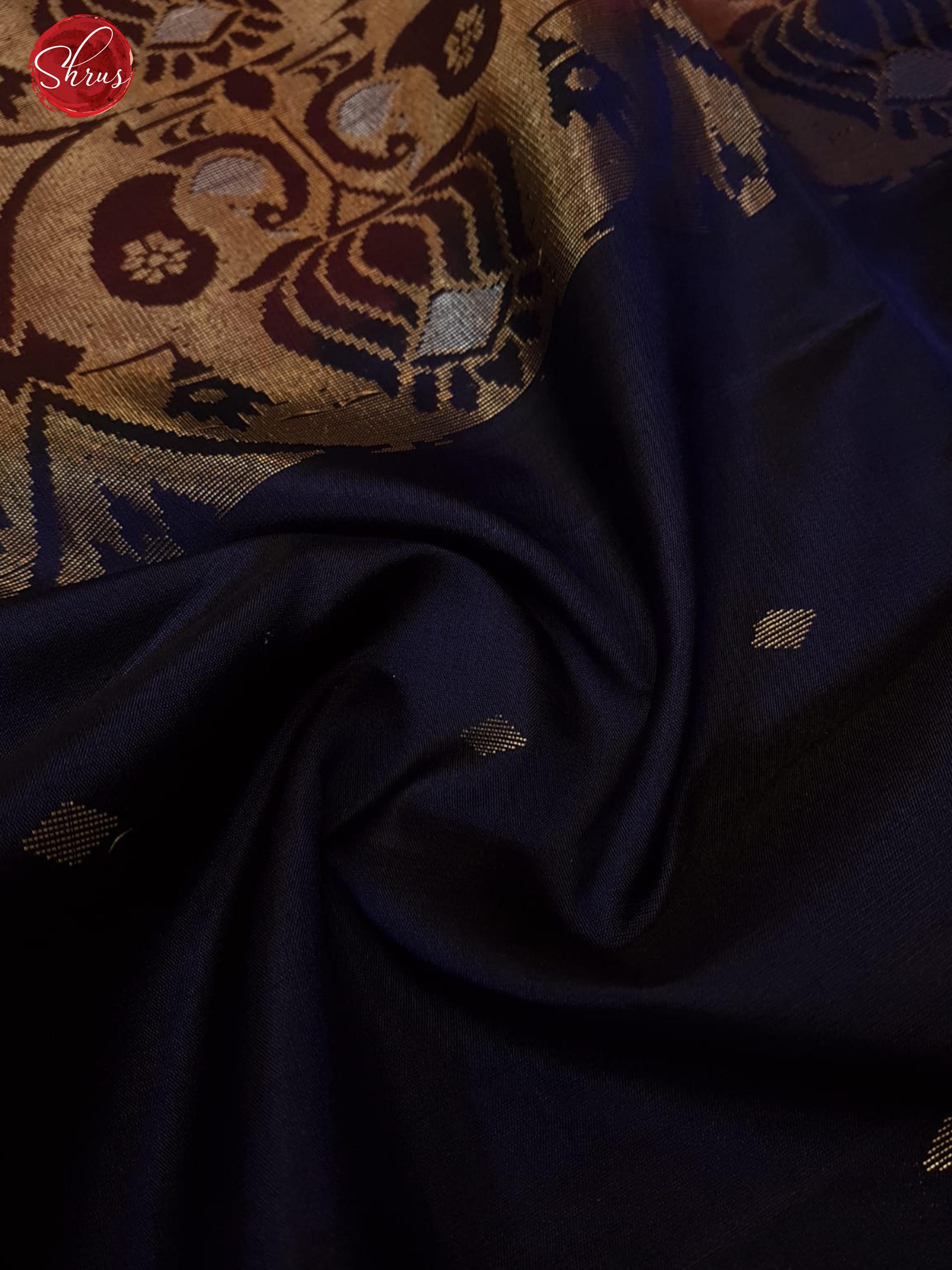 Blue & Maroon - Soft Silk with zari buttas on the buttas on the body & contrast zari border-3