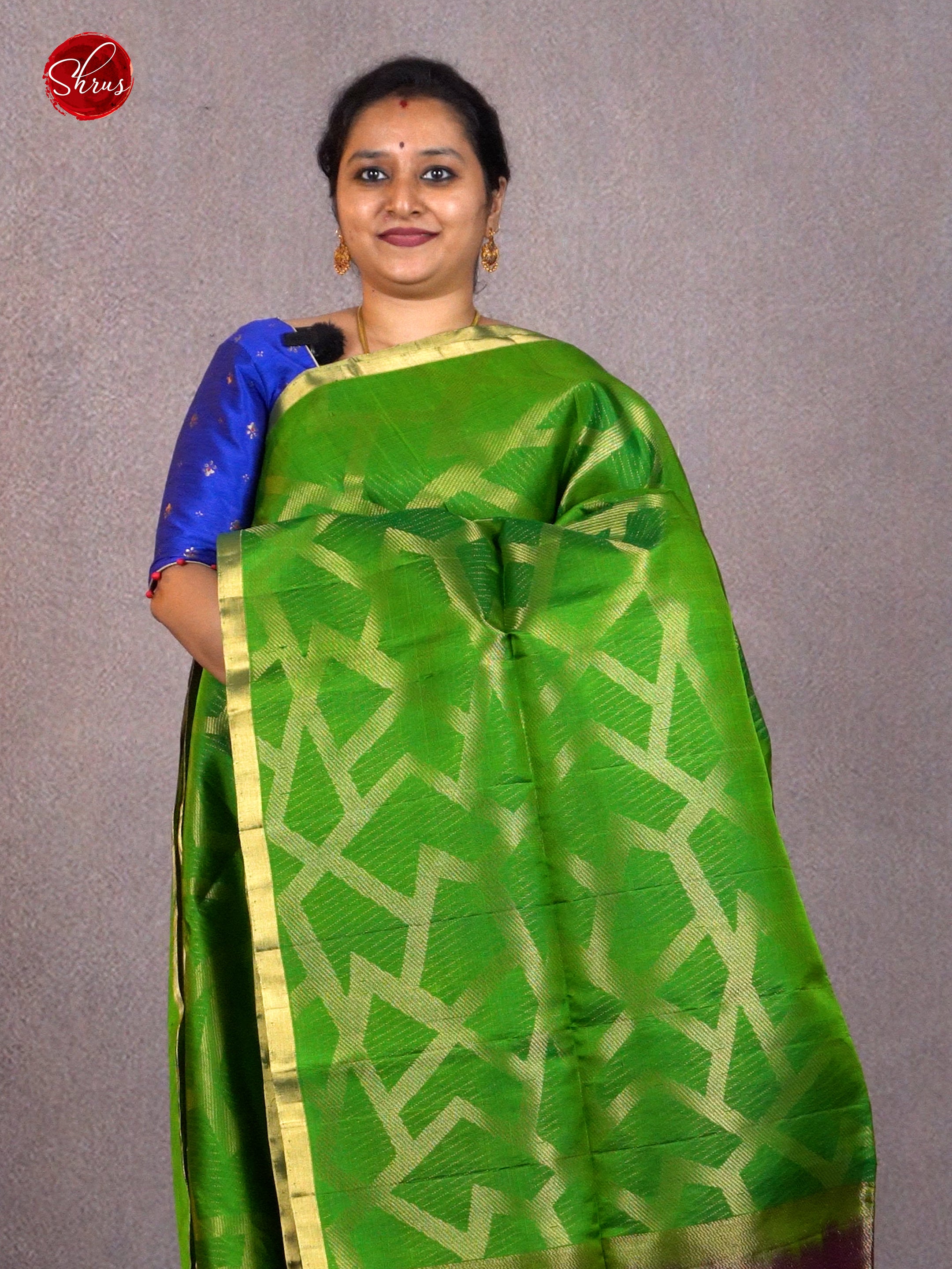 Green & Purple - Borderless Soft Silk with Zari woven abstract pattern on the body - Shop on ShrusEternity.com
