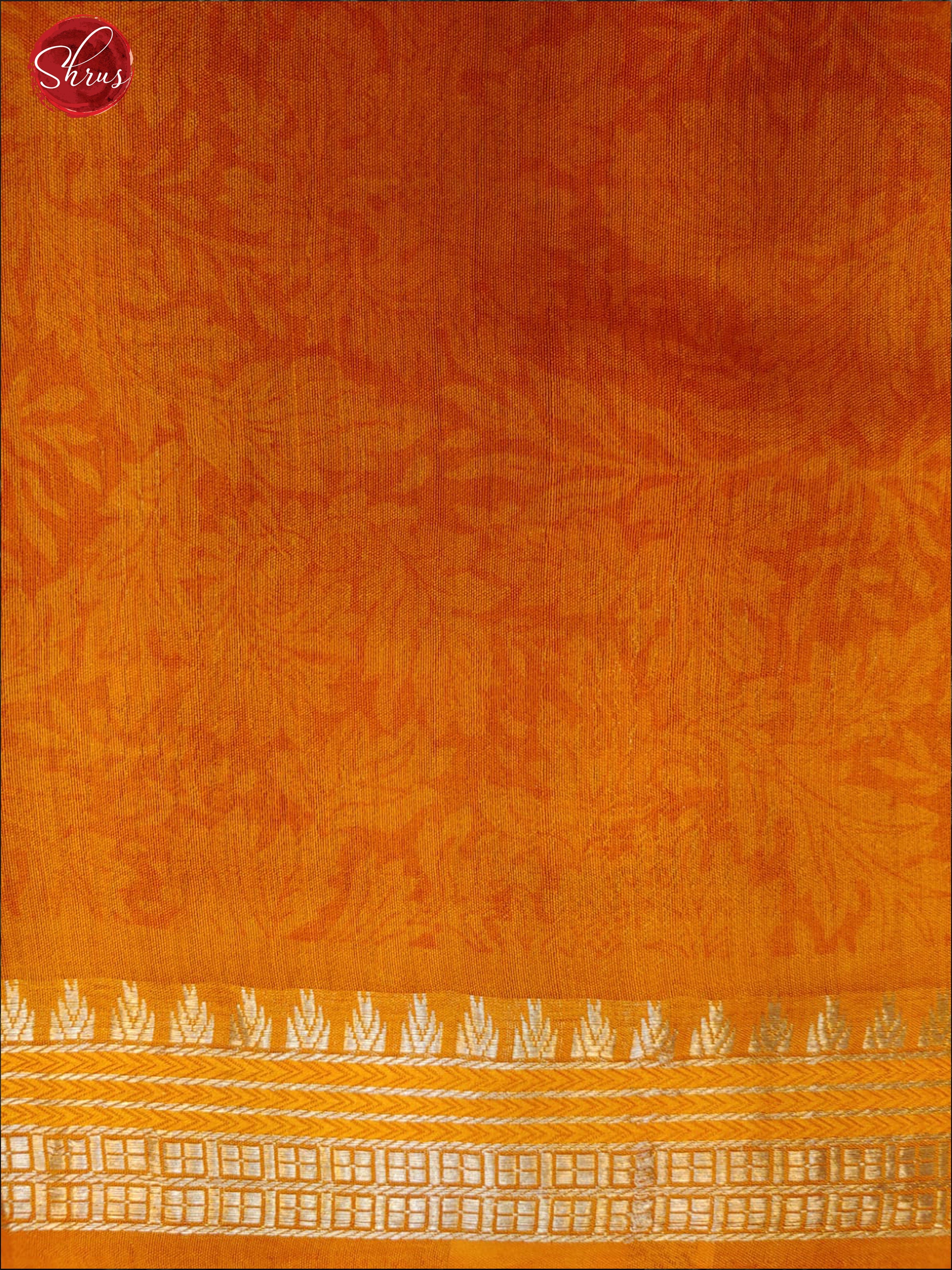 Green & Orange - Tussar with floral print on the body and zari border - Shop on ShrusEternity.com