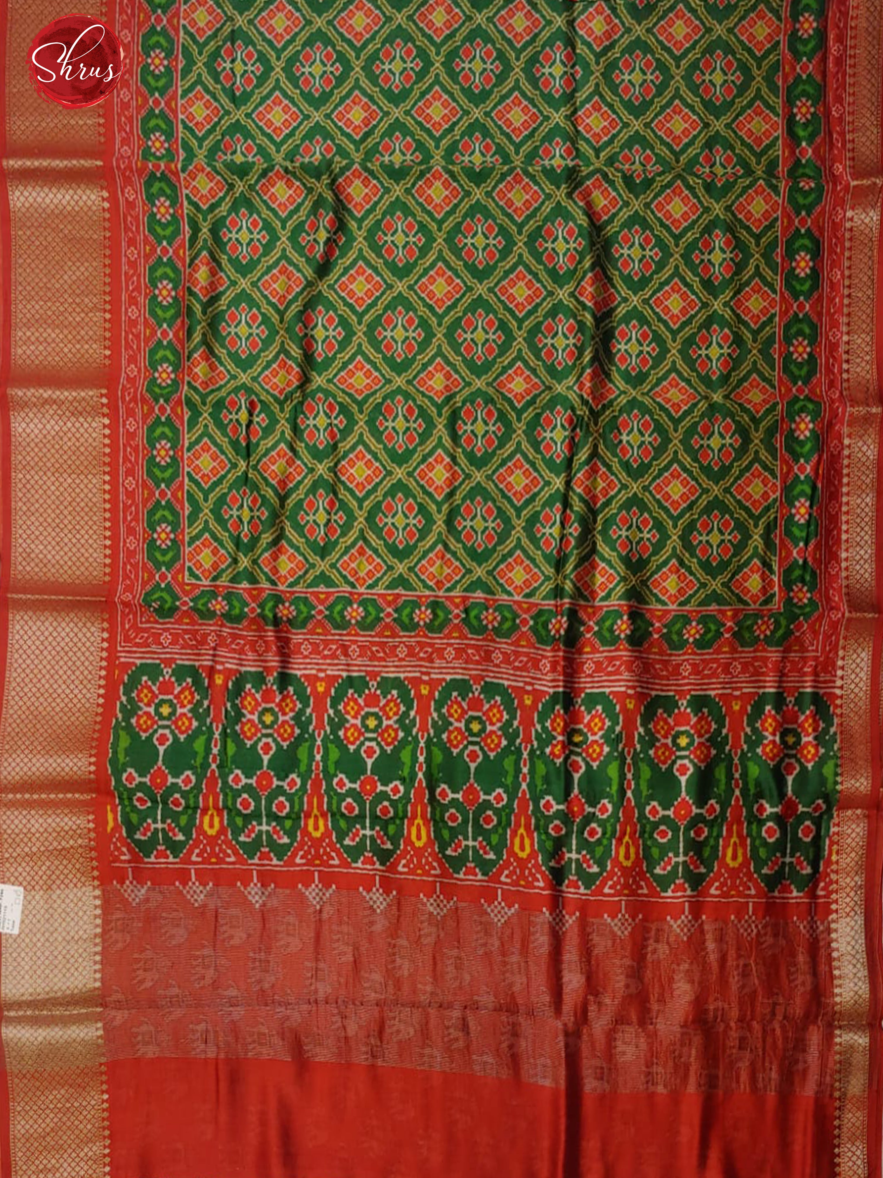 Green & Red- Tussar with floral pattern on the body & Contrast Zari Border-3