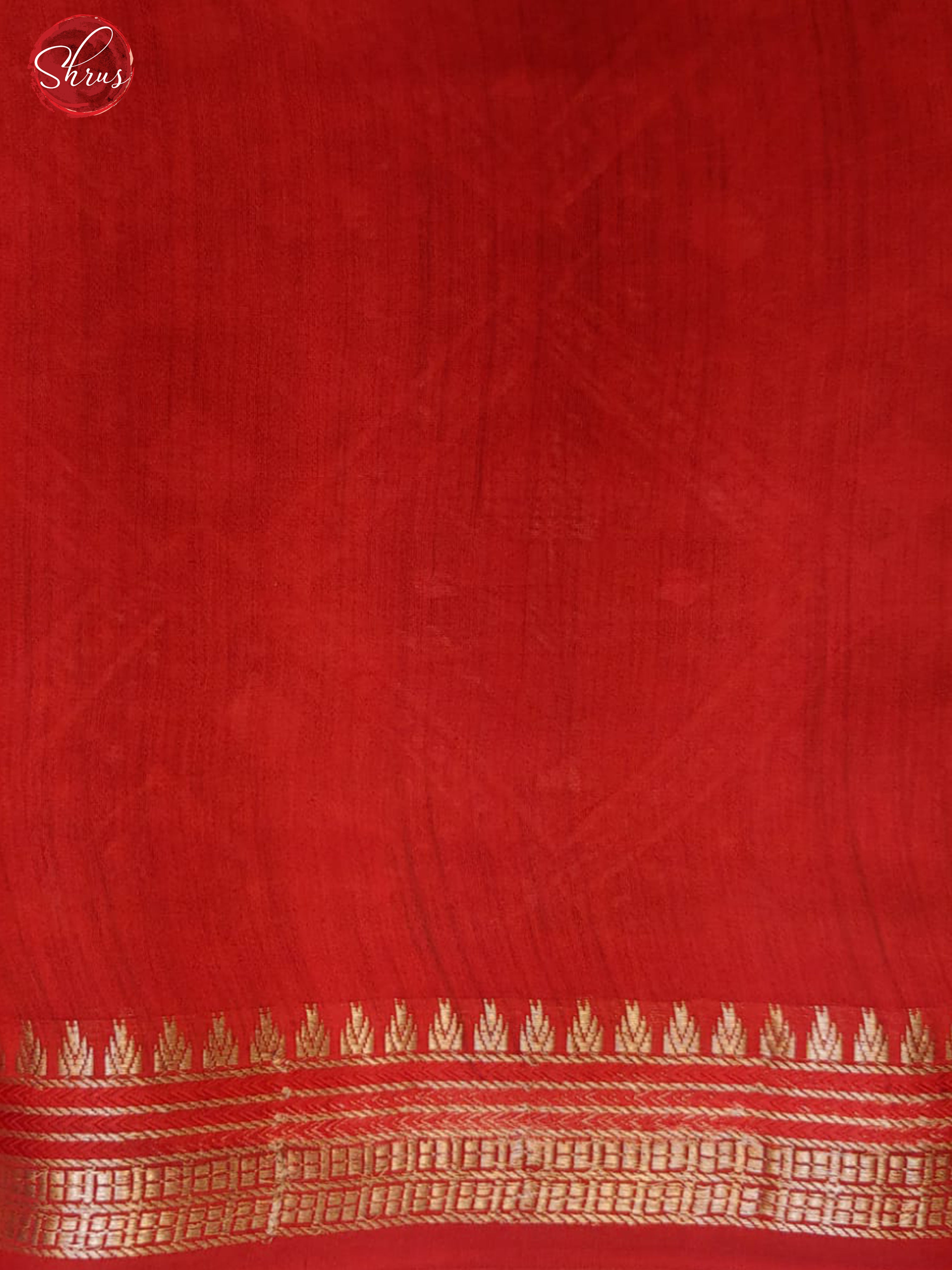 Green & Red- Tussar with floral pattern on the body & Contrast Zari Border - Shop on ShrusEternity.com