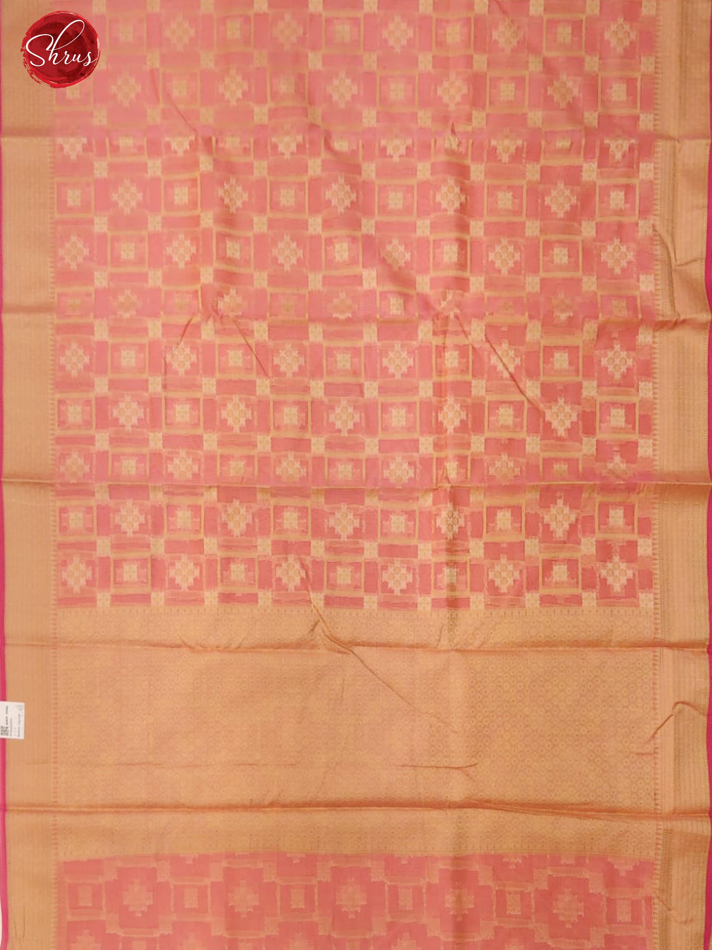 Pink(Single Tone)- Banarasi Silk Cotton with zari brocade on the body& Zari Border - Shop on ShrusEternity.com