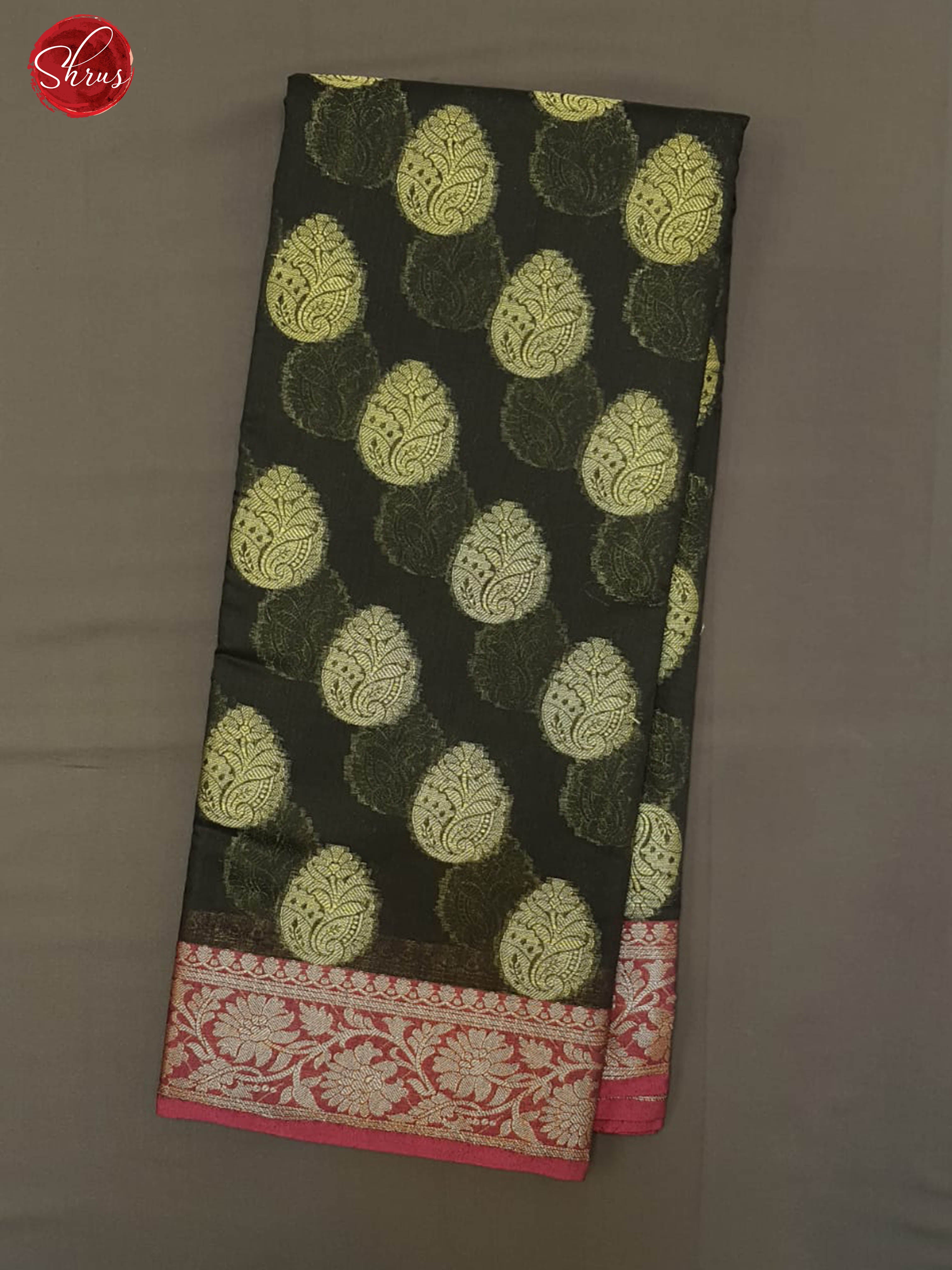 Black and Pink - Banarasi Silk Cotton with zari woven floral motifs on the body & Zari Border - Shop on ShrusEternity.com