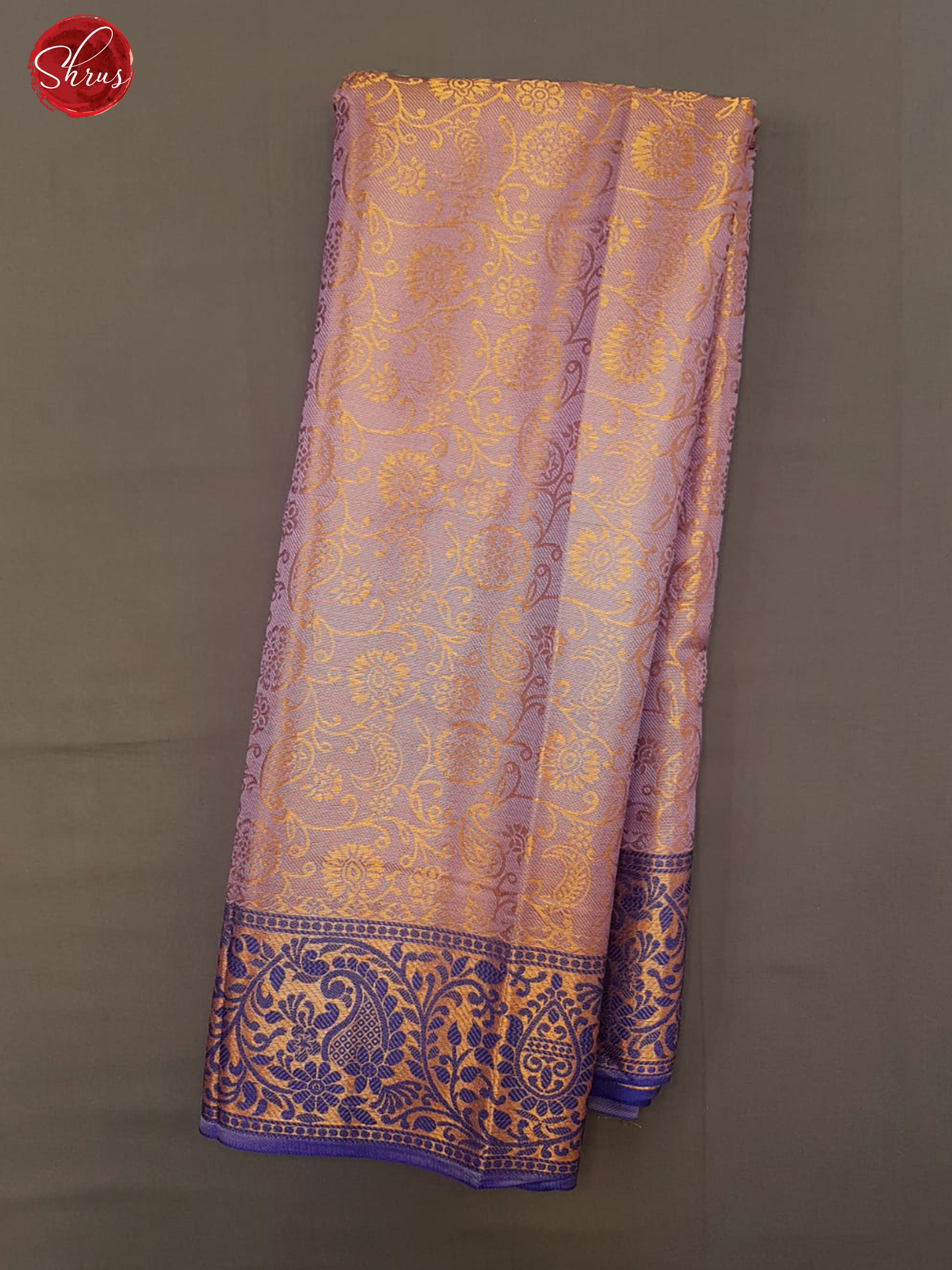 Lavender & Blue - Semi Kanchipuram Dola Silk with zari woven brocade on the body& contrast Zari Border - Shop on ShrusEternity.com
