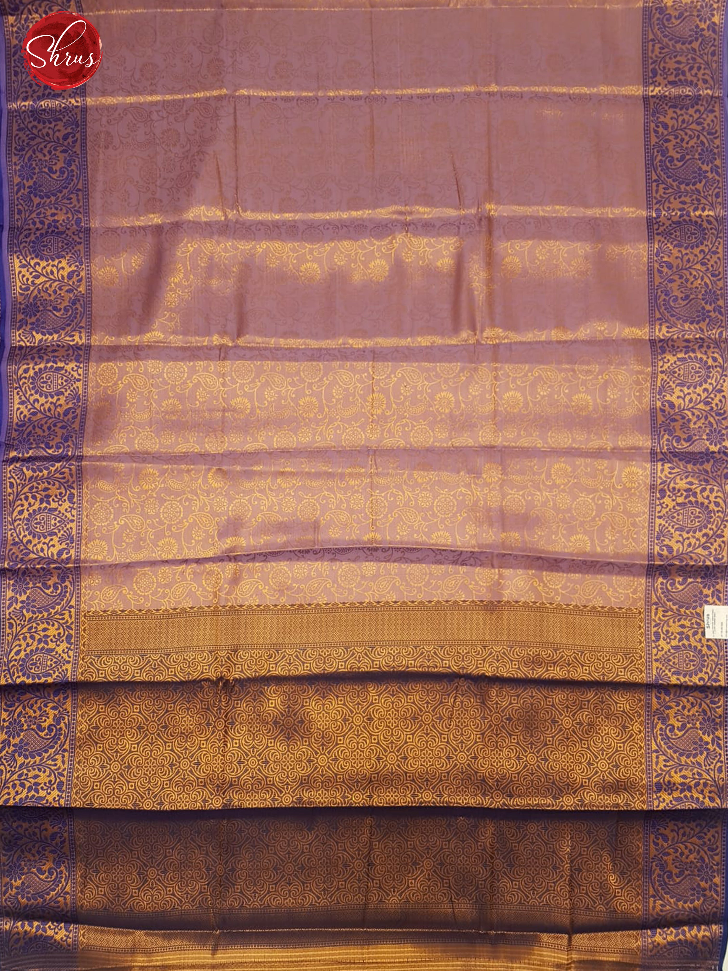 Lavender & Blue - Semi Kanchipuram Dola Silk with zari woven brocade on the body& contrast Zari Border - Shop on ShrusEternity.com