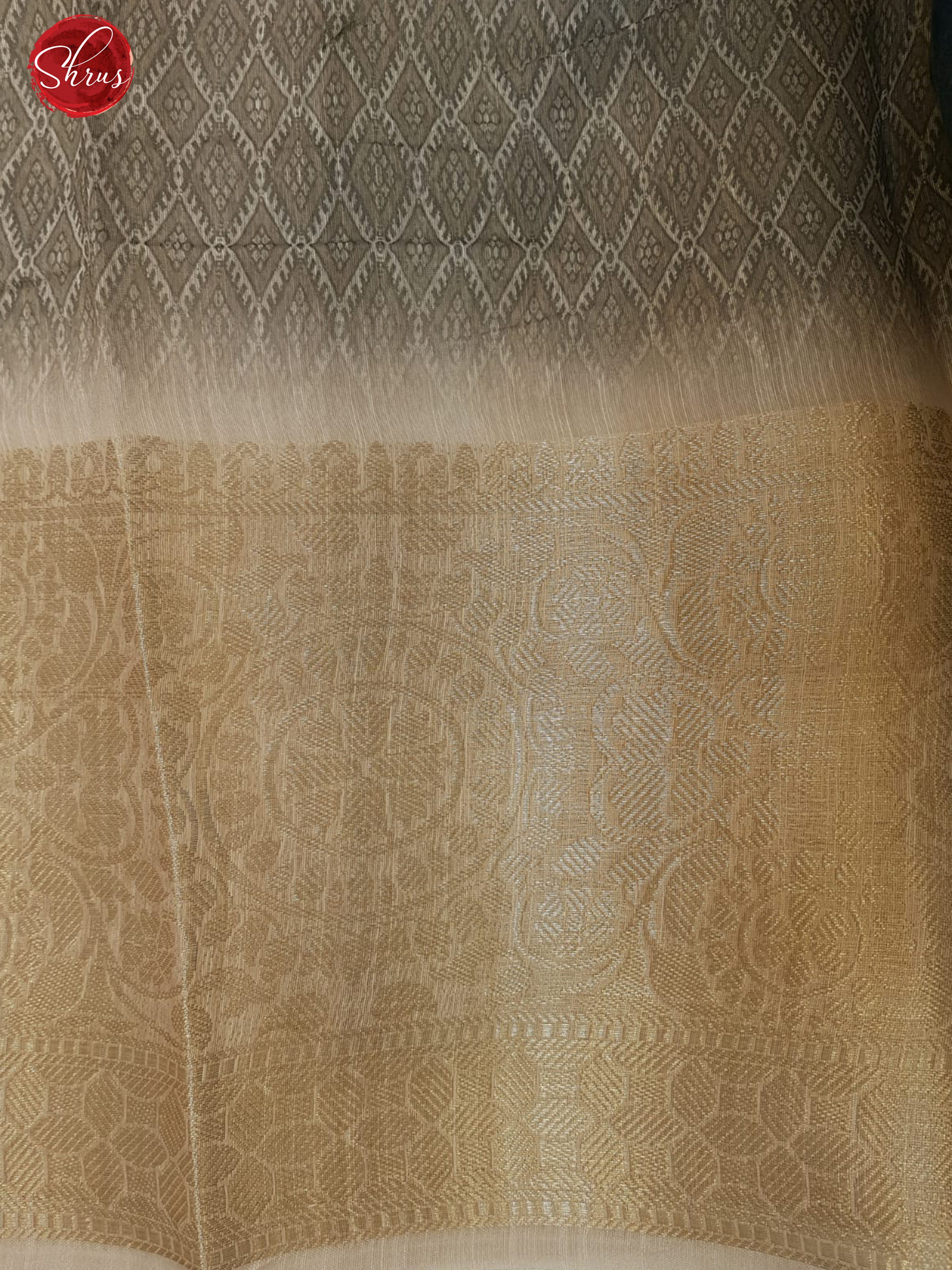 Black & Beige -Art Linen with floral print on the body & Zari Border - Shop on ShrusEternity.com