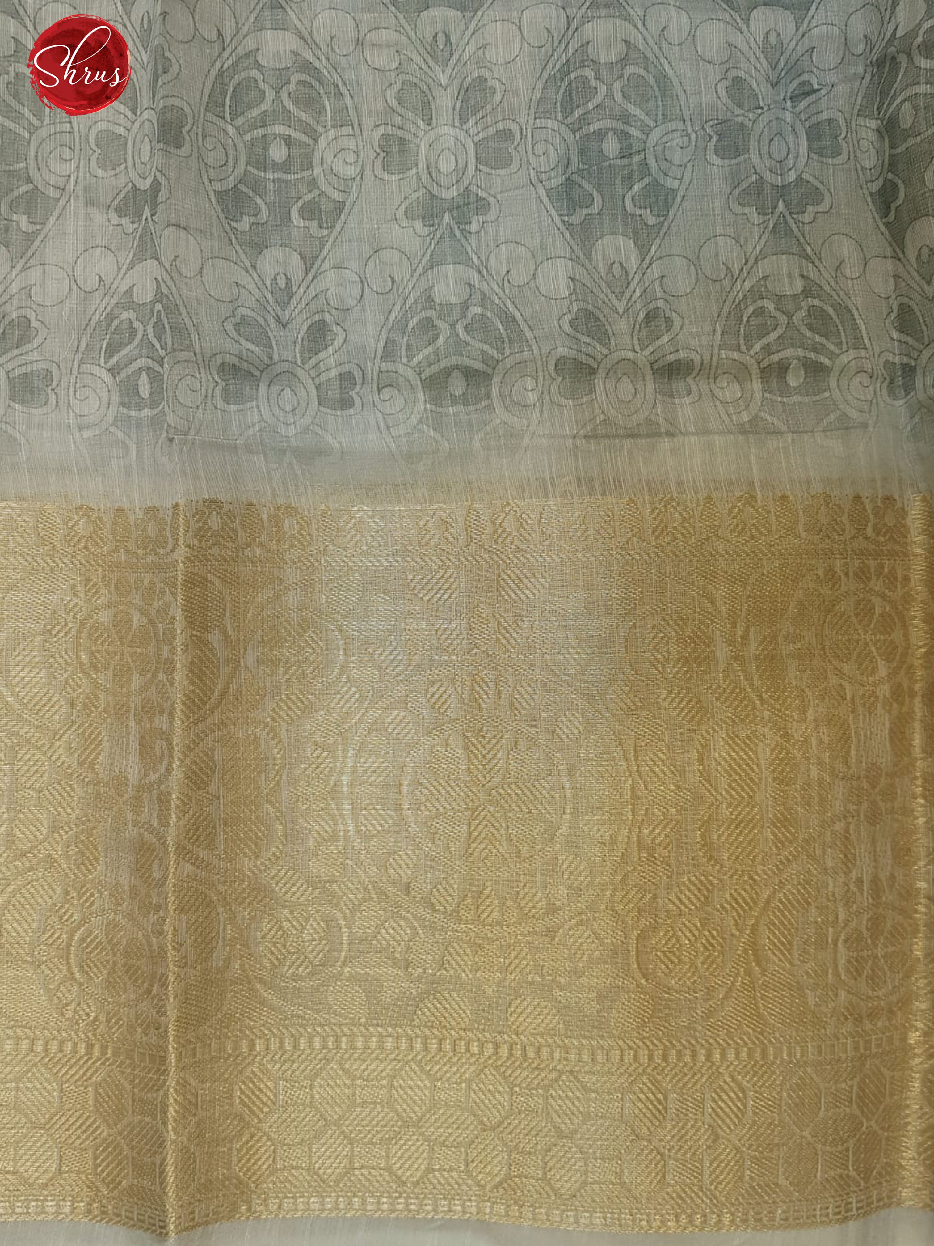 Green & Grey - Art Linen with floral print on the body & Contrast Zari Border - Shop on ShrusEternity.com