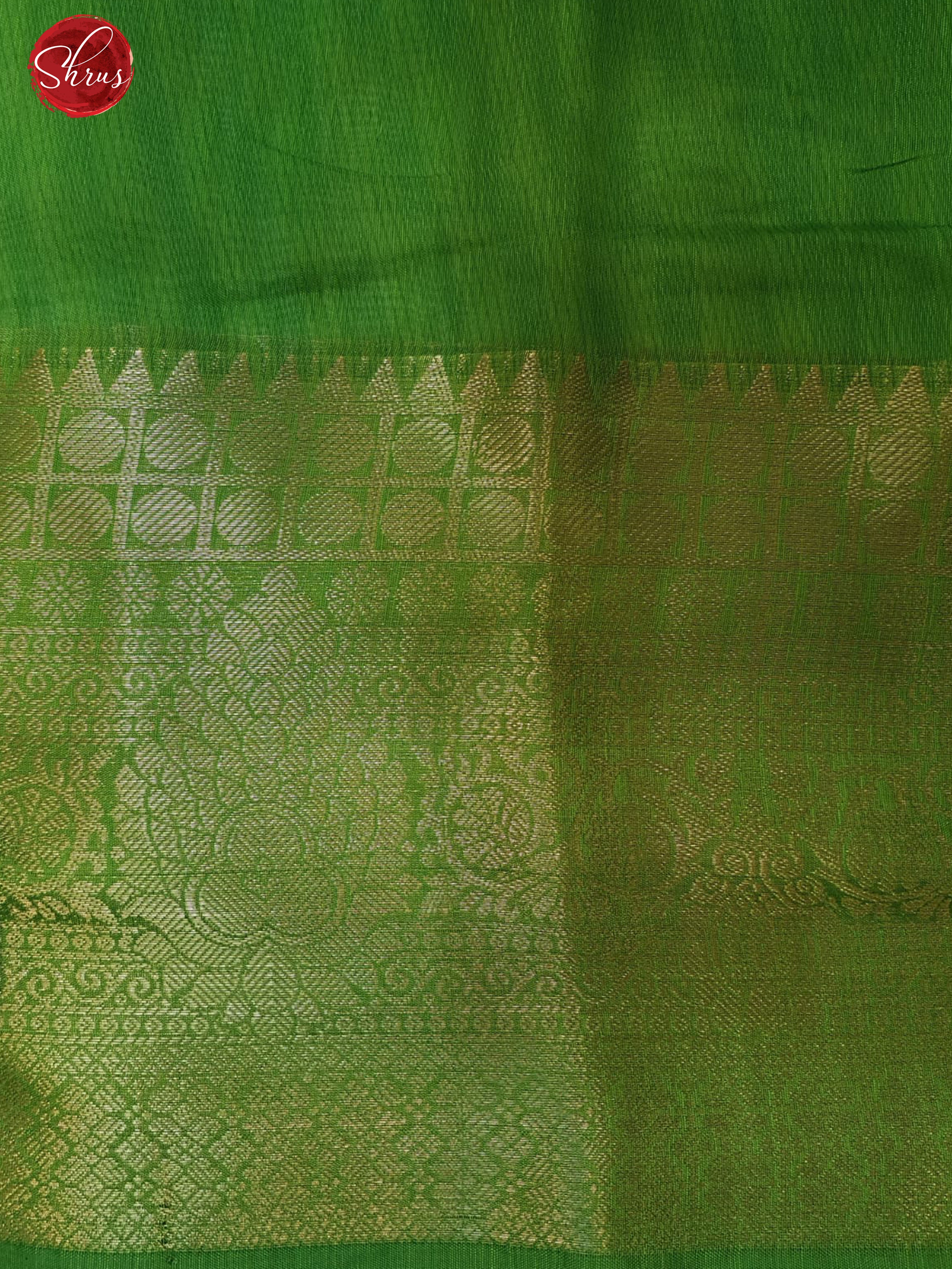 Cream & Green - Art Linen with printed Body & Contrast Zari border - Shop on ShrusEternity.com