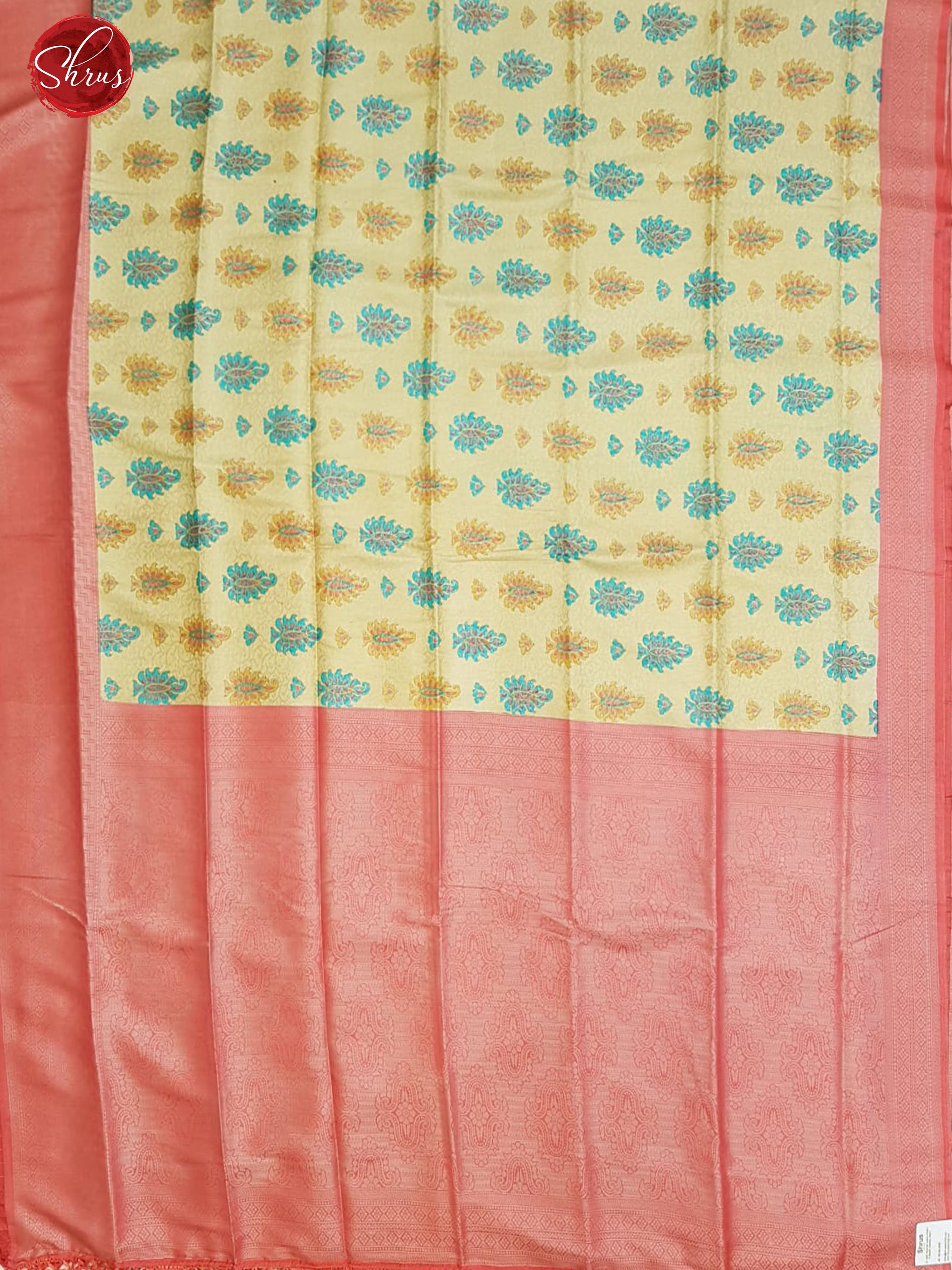 Yellow & Pink- Semi Georgette with floral print on the body &Contrast Zari Border - Shop on ShrusEternity.com