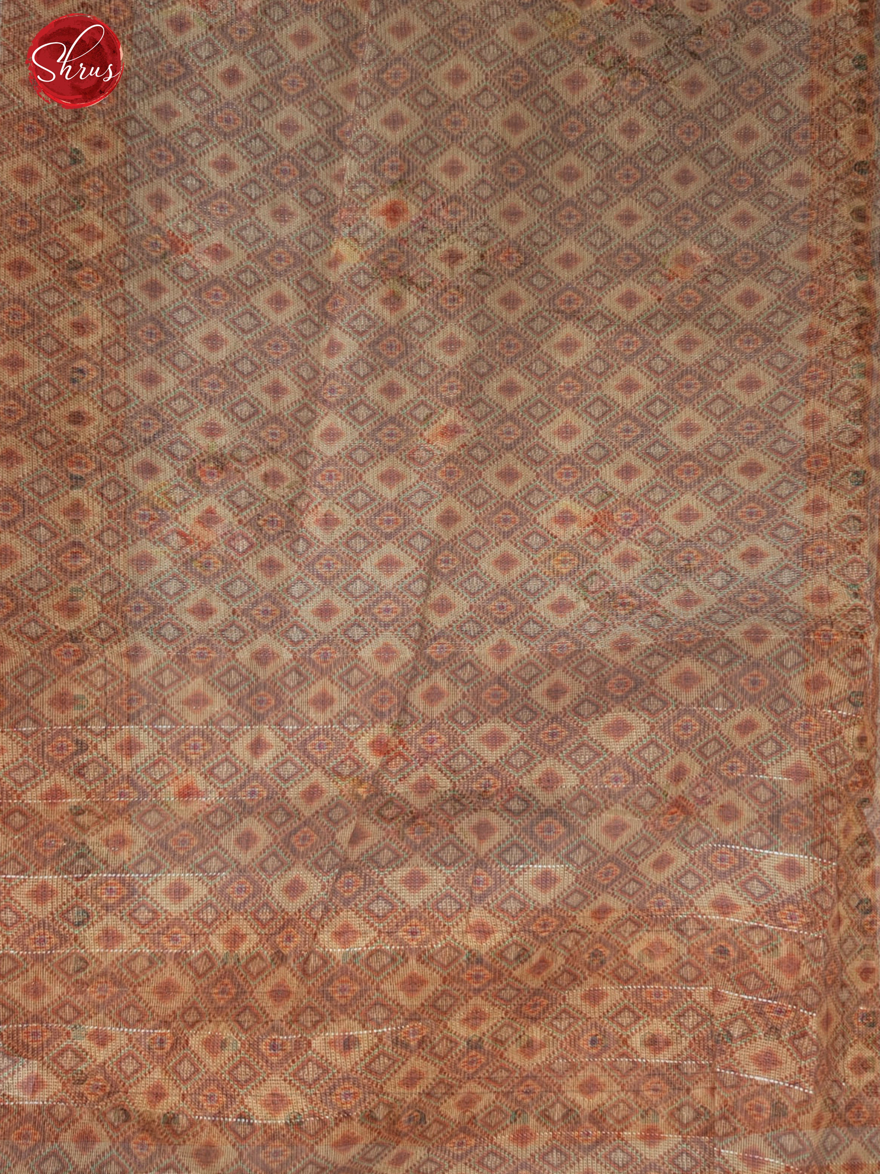 Grey & Light Brown - Art Linen with floral print on the body & Border - Shop on ShrusEternity.com