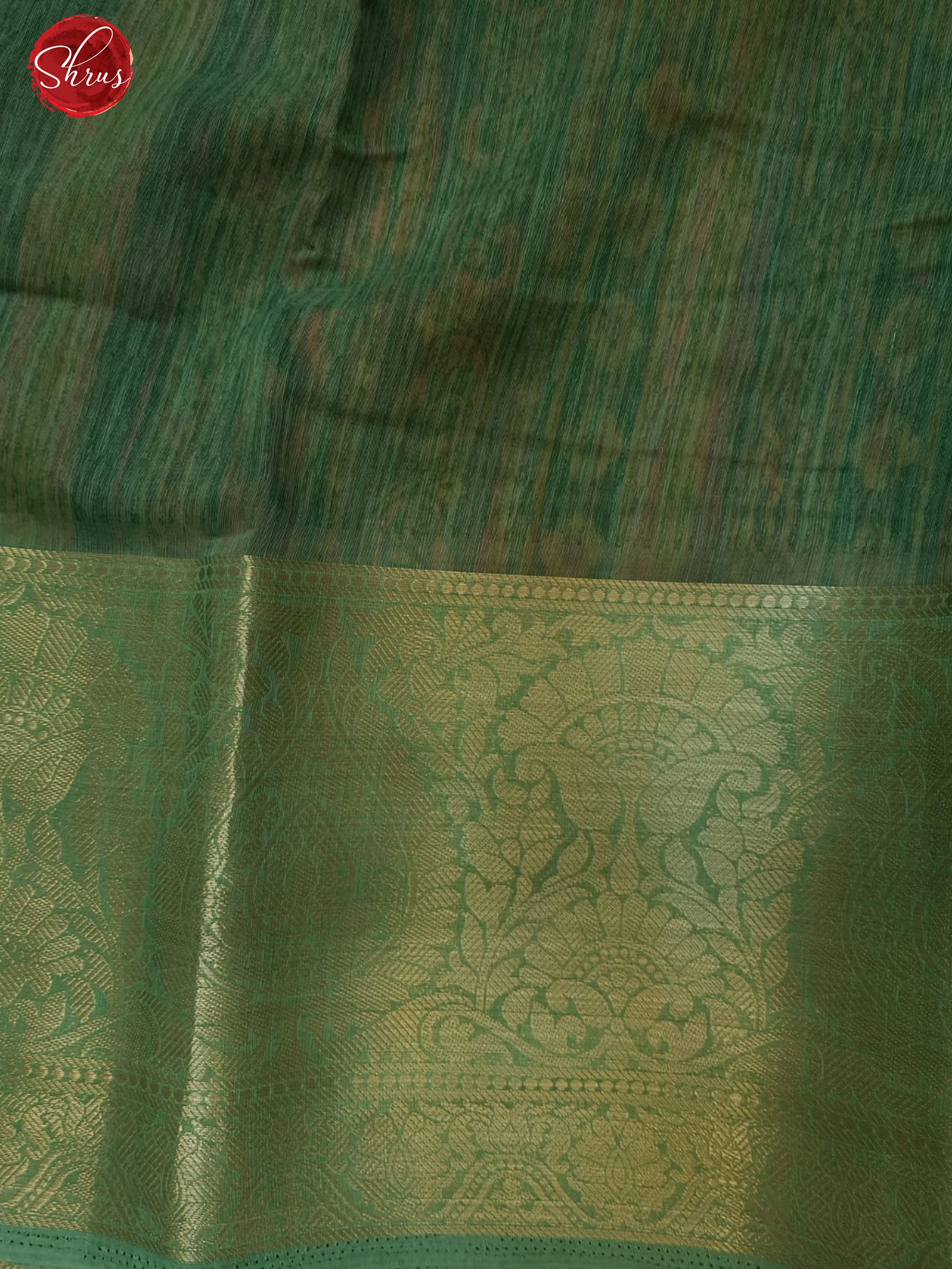 Maroon & Green - Art Linen with floral print on the body & Zari Border - Shop on ShrusEternity.com