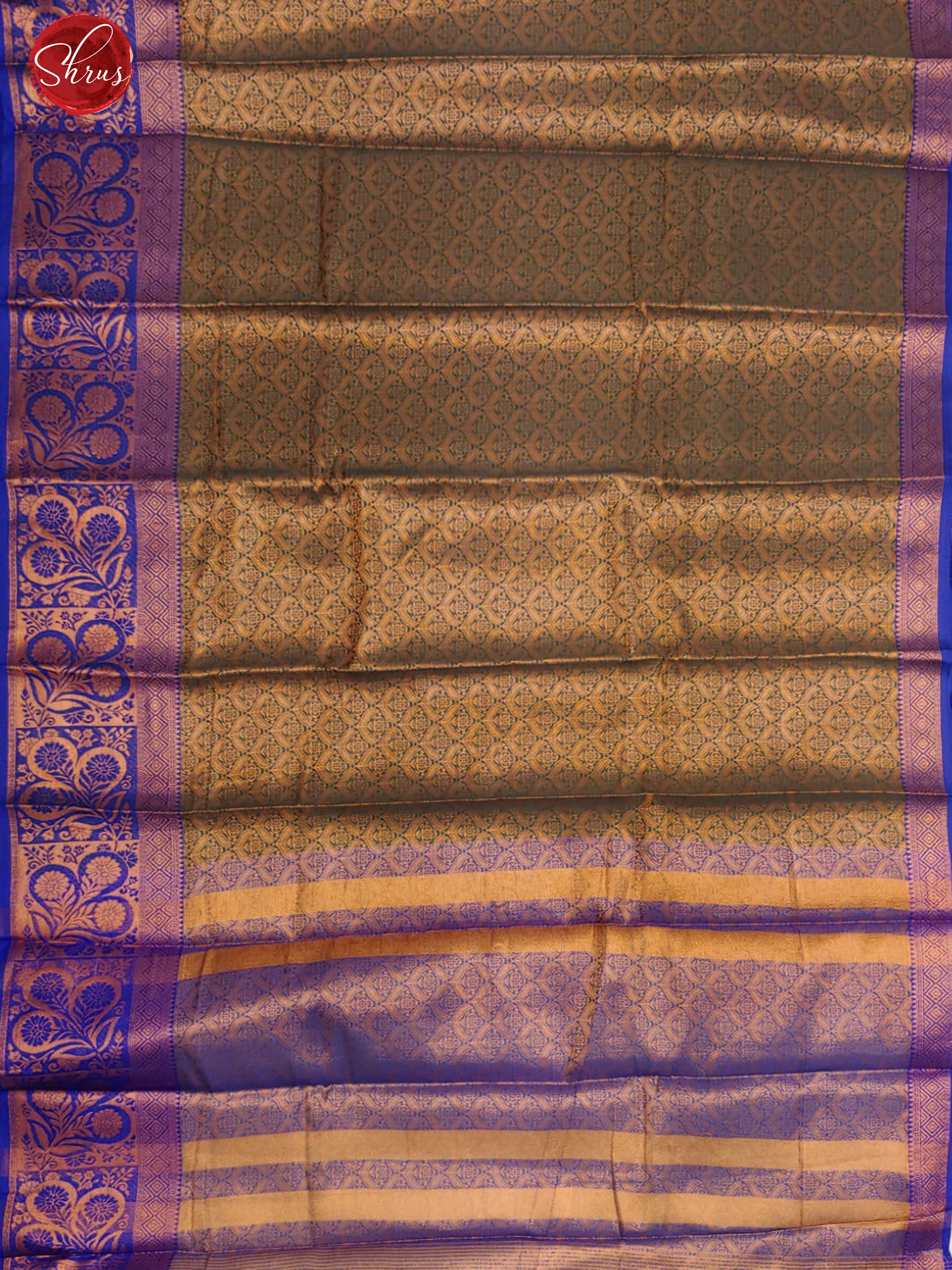 Green & Blue - Semi Kanchi Dola Silk with zari brocade on the body & Contrast Zari Border - Shop on ShrusEternity.com