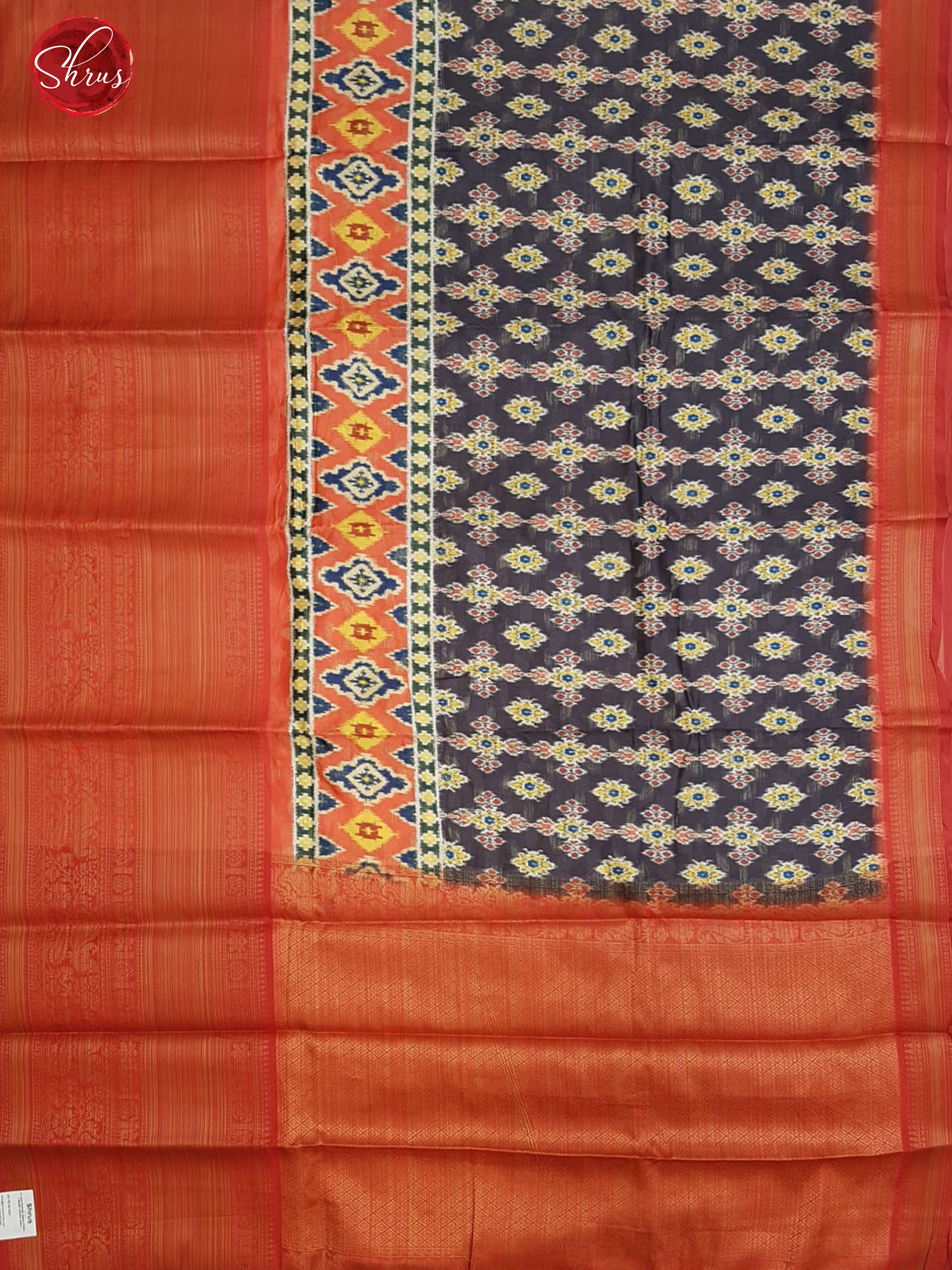 Grey & Red - Semi Dupion with floral print on the body & Contrast Zari Border - Shop on ShrusEternity.com