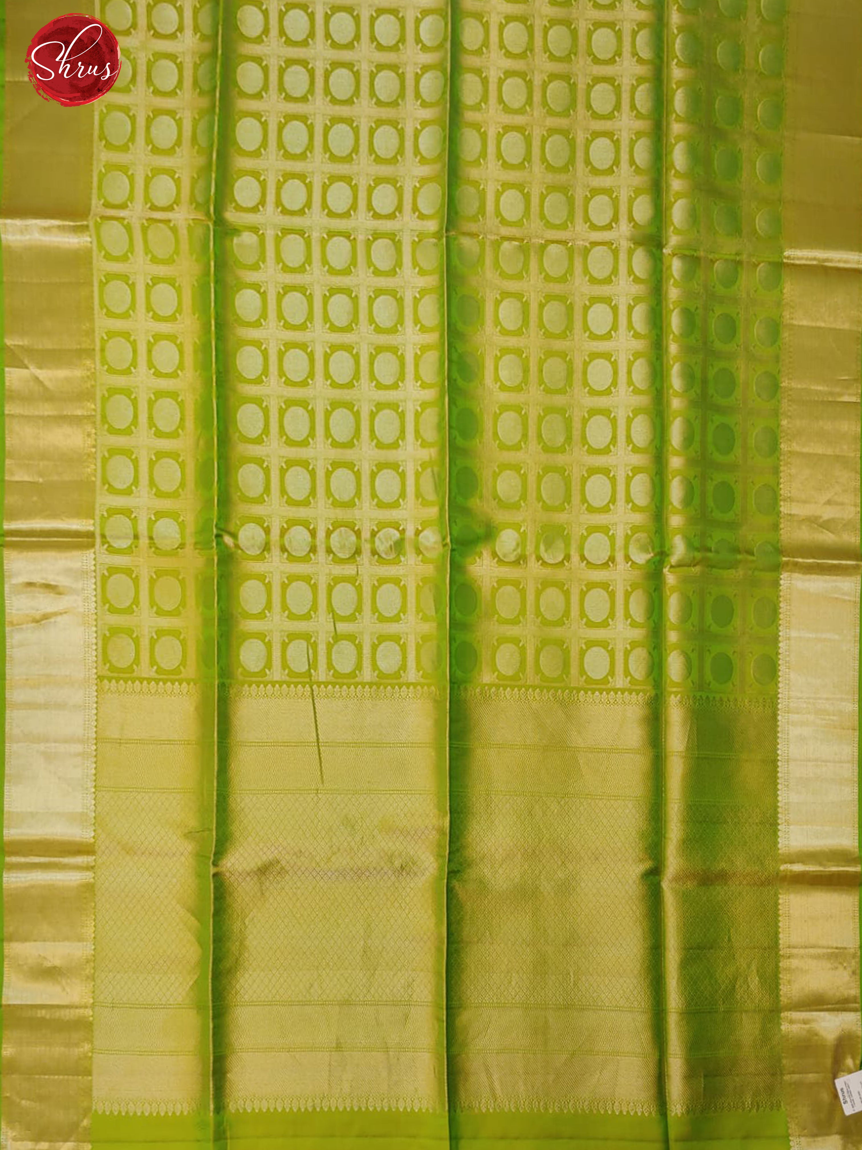 Green(Single Tone)- Soft Silk with zari checks , round motifs on the body & Zari Border-3