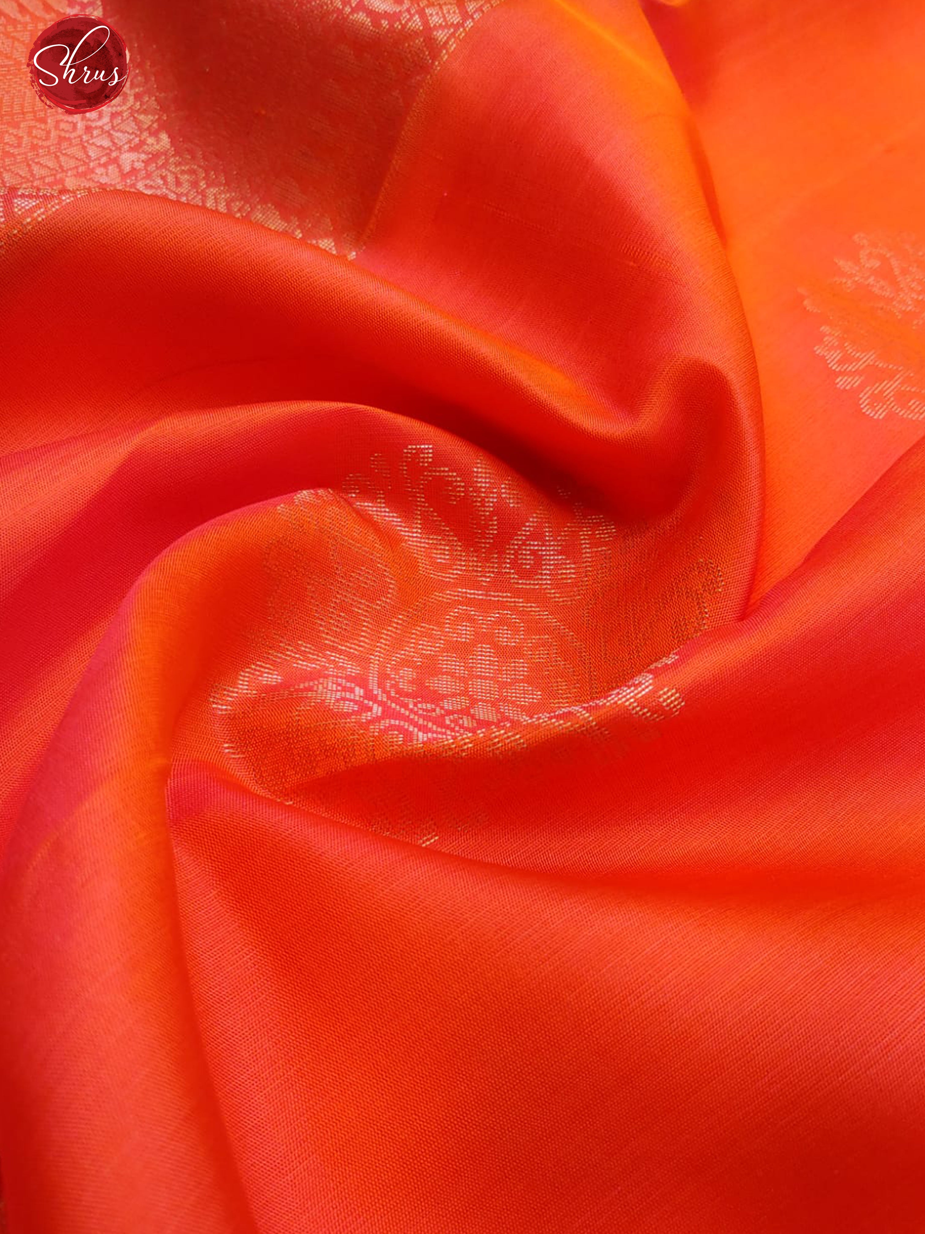 Orange & Teal Blue- Soft Silk with zari woven floral motifs on the body & Zari Border - Shop on ShrusEternity.com