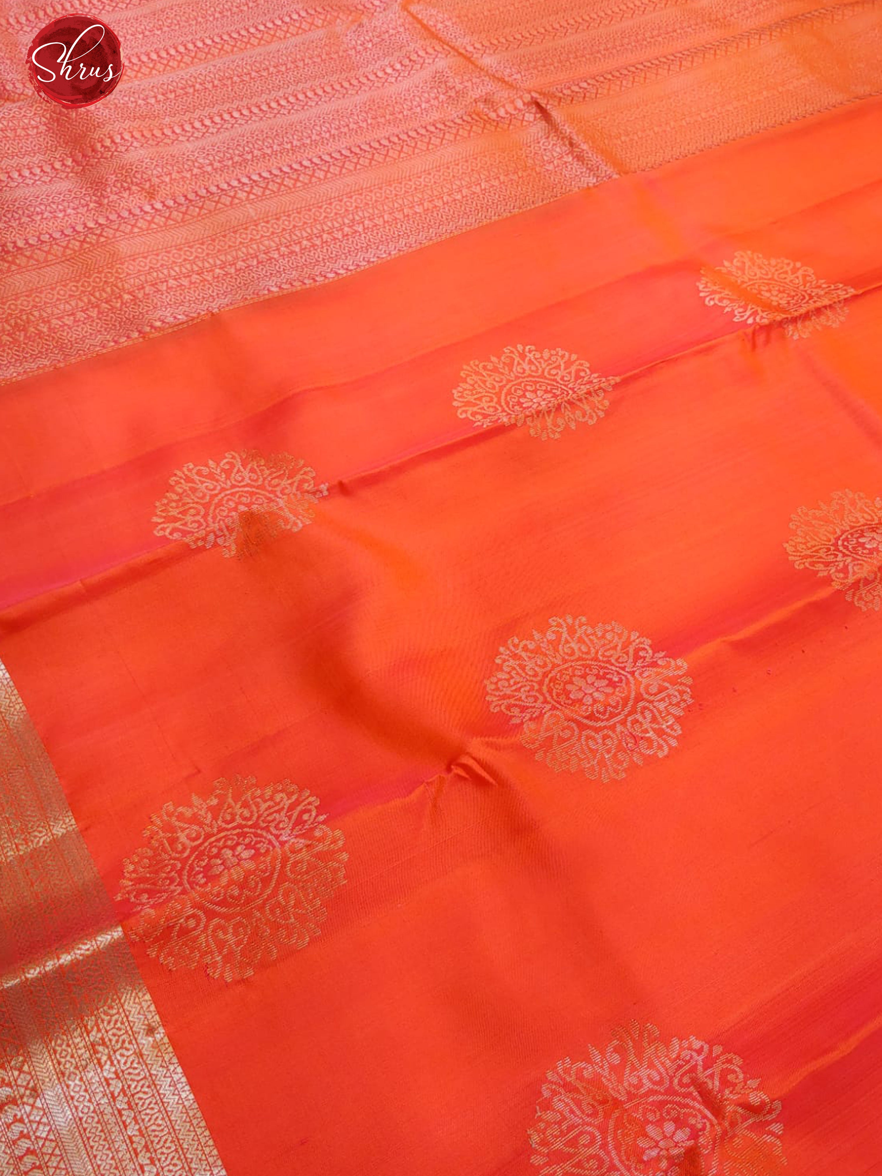 Orange & Teal Blue- Soft Silk with zari woven floral motifs on the body & Zari Border - Shop on ShrusEternity.com
