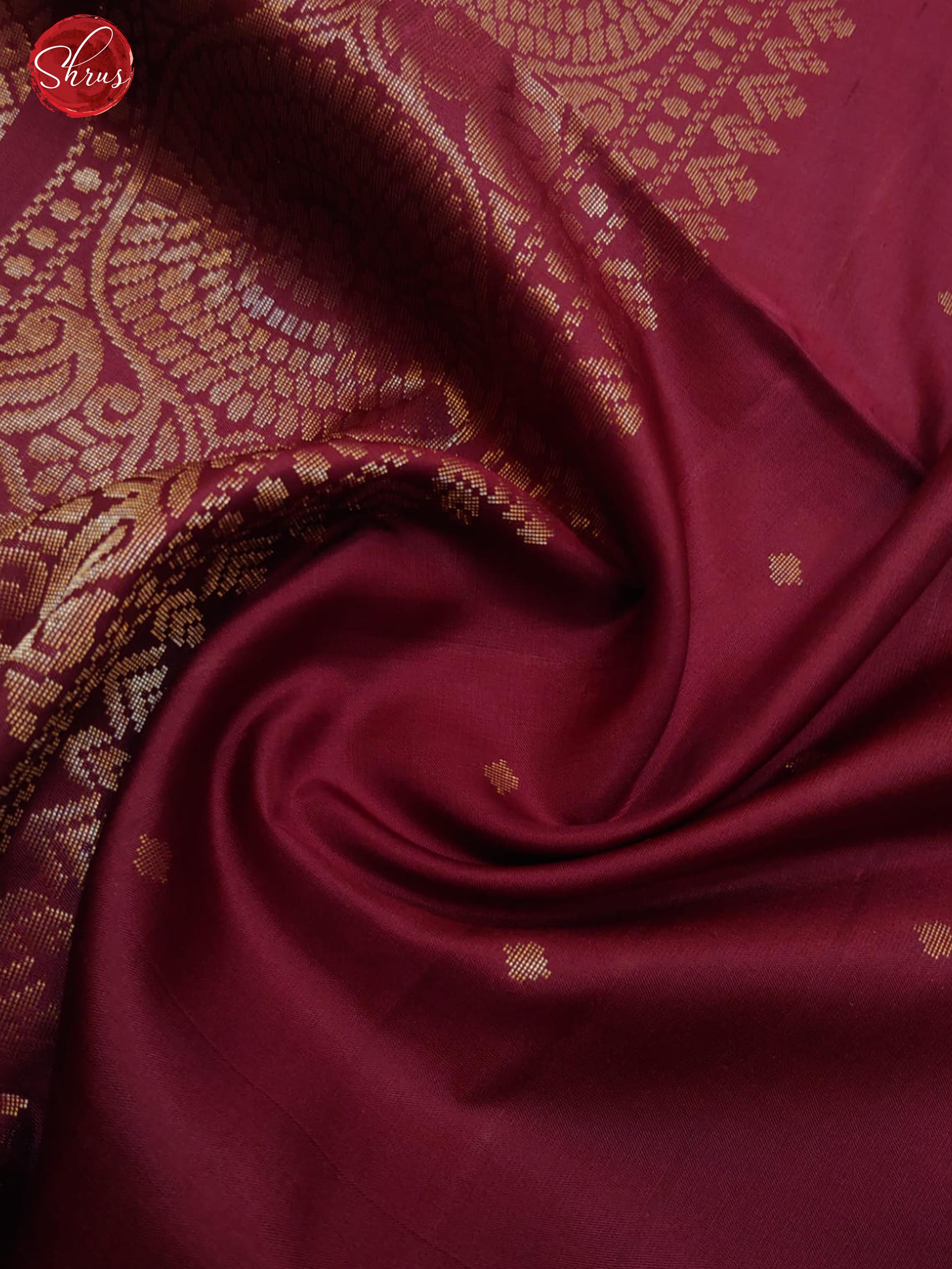 Maroon(Single Tone)- Soft Silk with zari buttas on the body & Zari Border - Shop on ShrusEternity.com