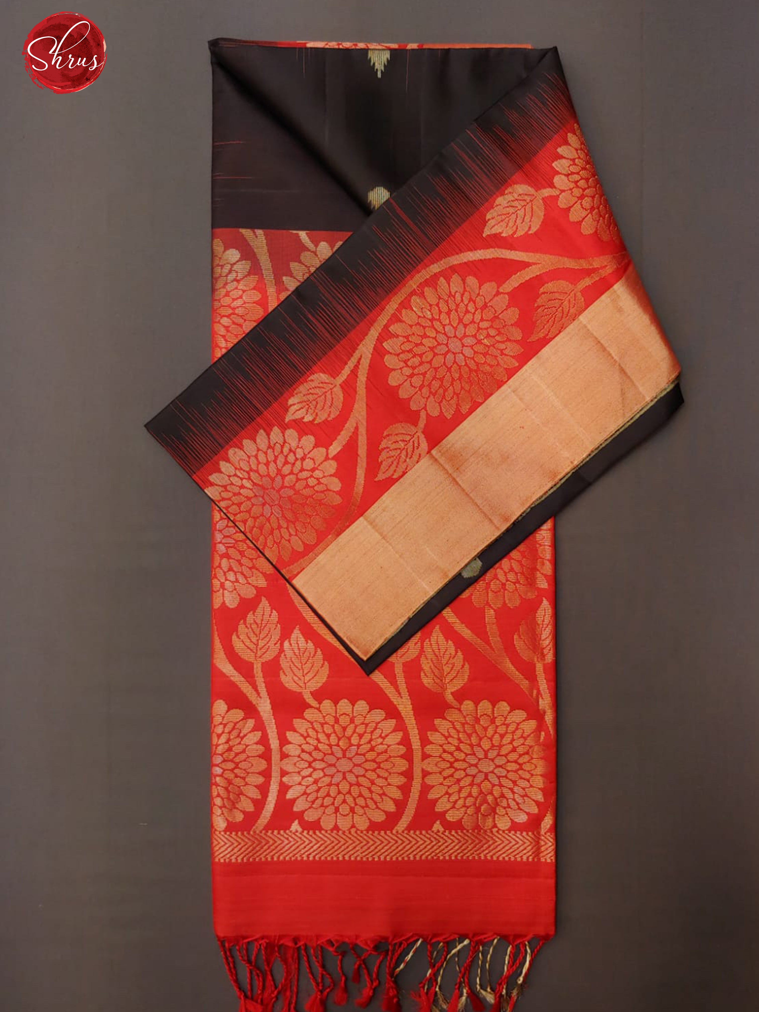 Black & Red -Soft Silk with zari woven buttas on the body & Contrast Zari Border - Shop on ShrusEternity.com