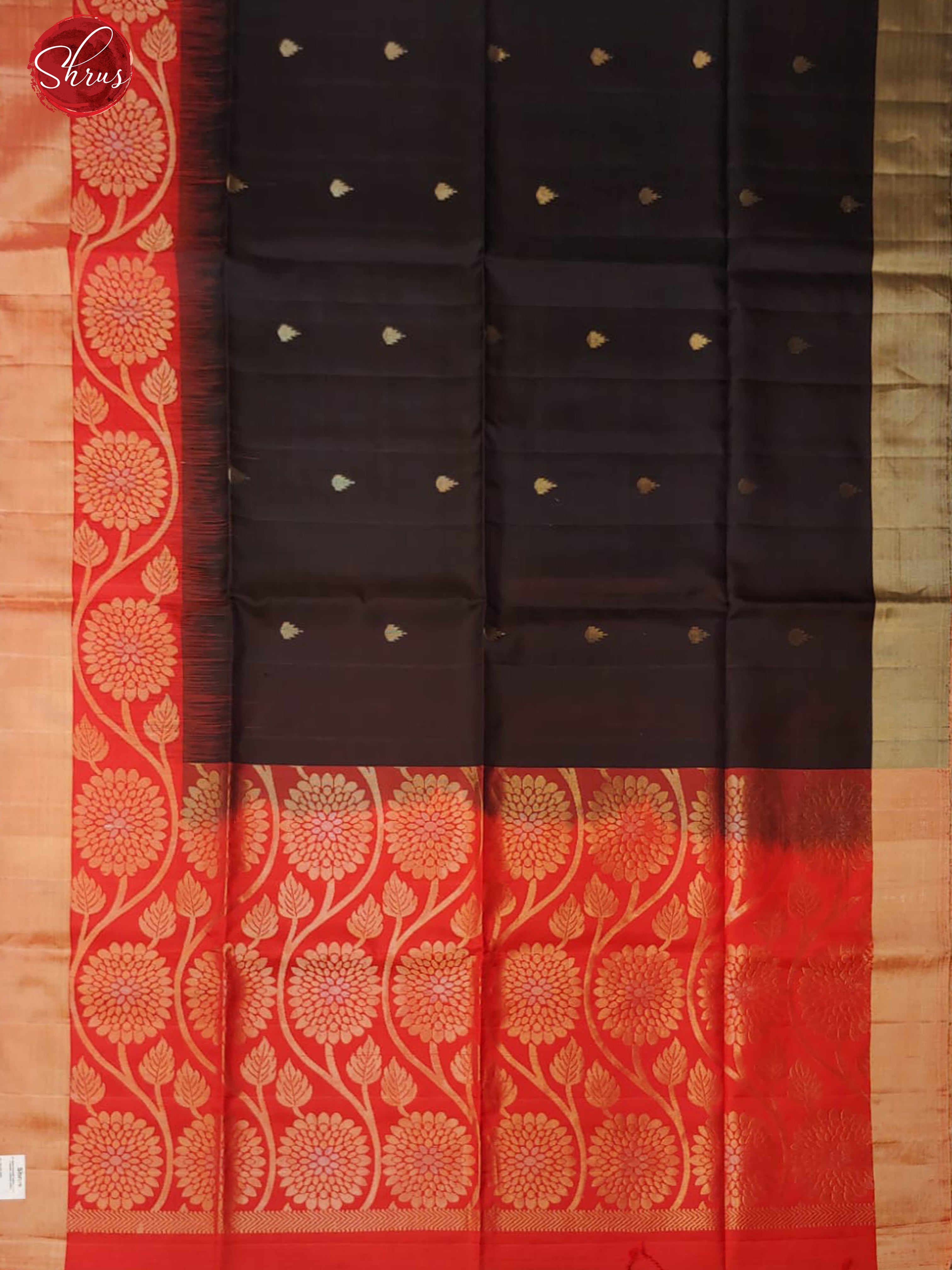 Black & Red -Soft Silk with zari woven buttas on the body & Contrast Zari Border-2