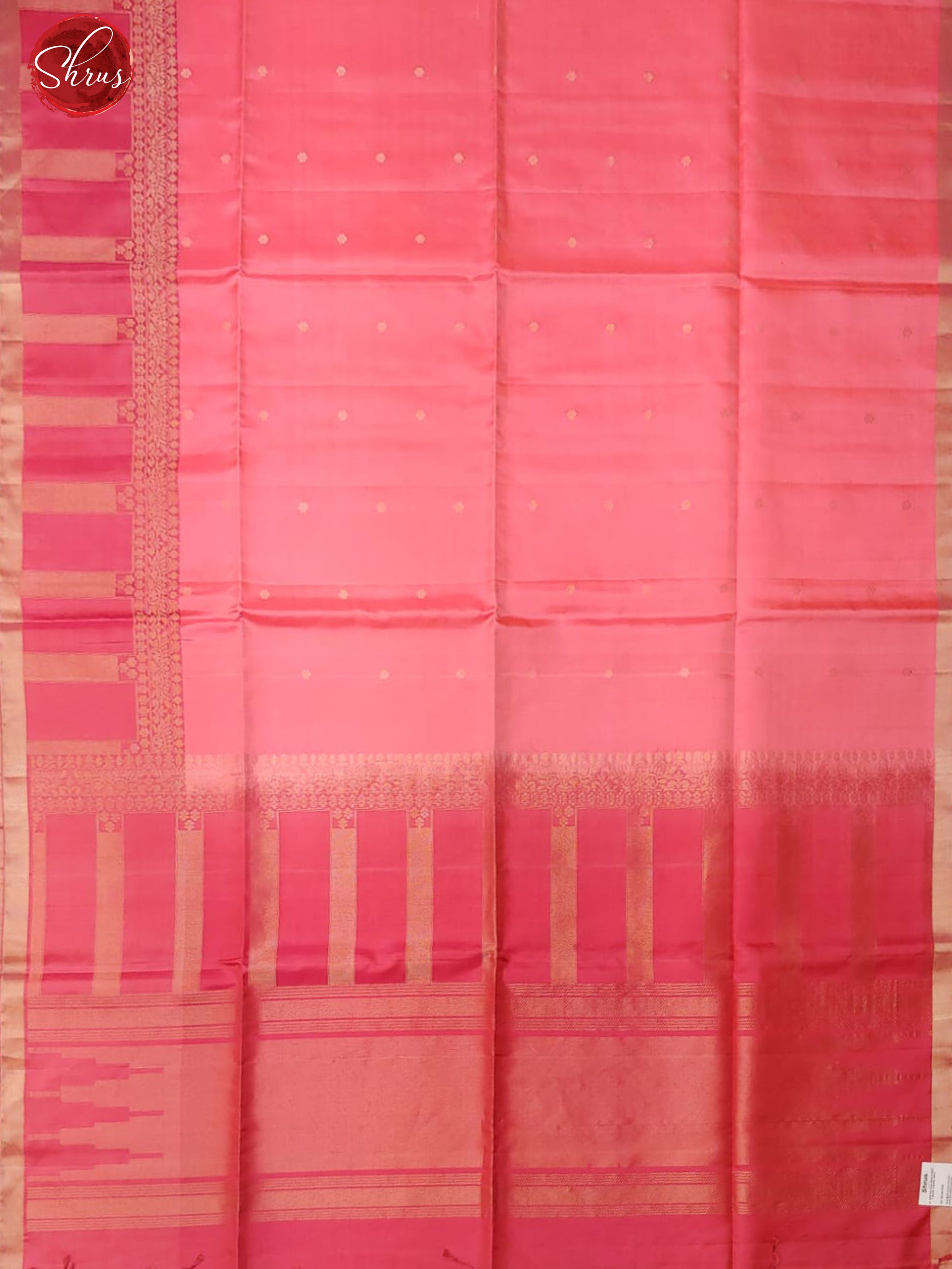 Pink(Single Tone)- Soft Silk with zari woven floral buttas on the body & Border - Shop on ShrusEternity.com