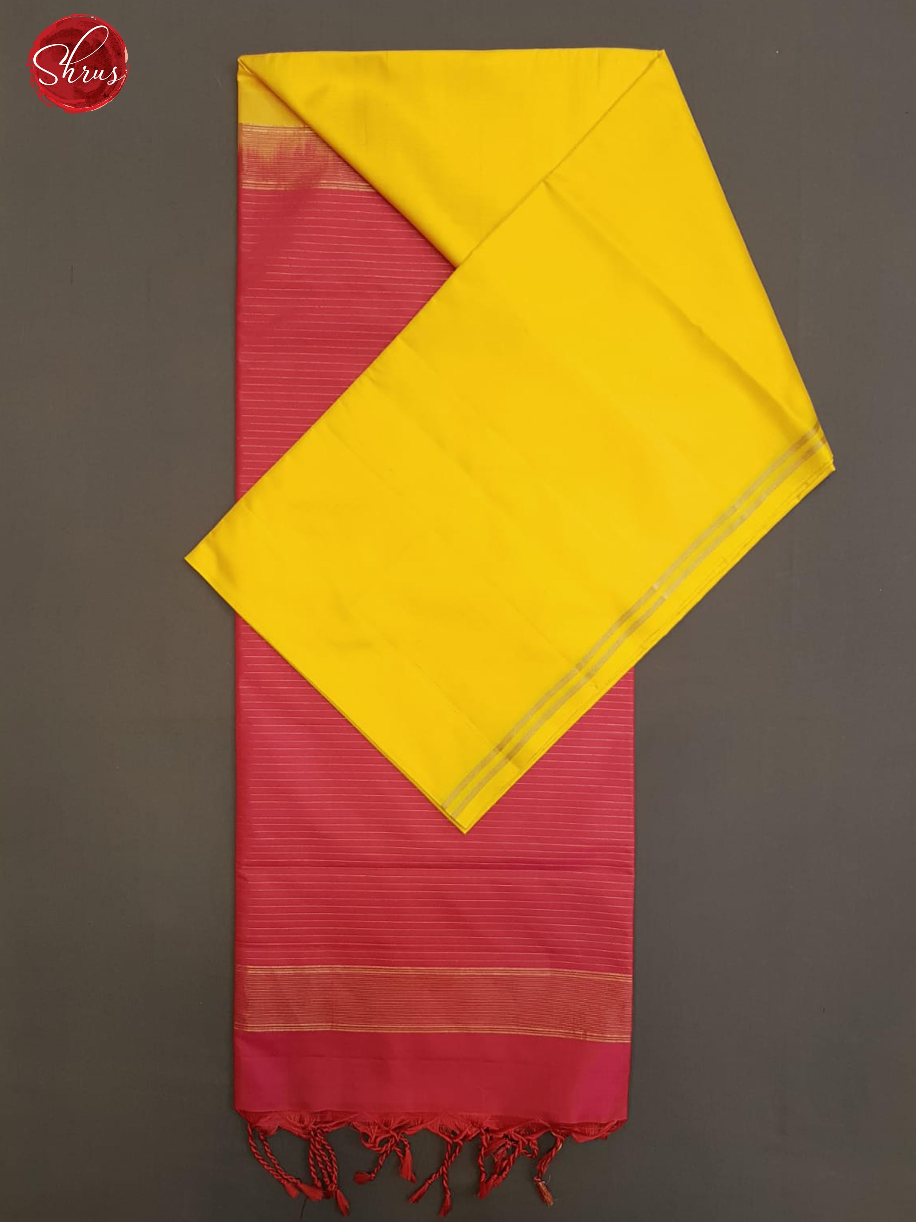 Yellow & Pink - Soft Silk with plain body & thin zari border - Shop on ShrusEternity.com