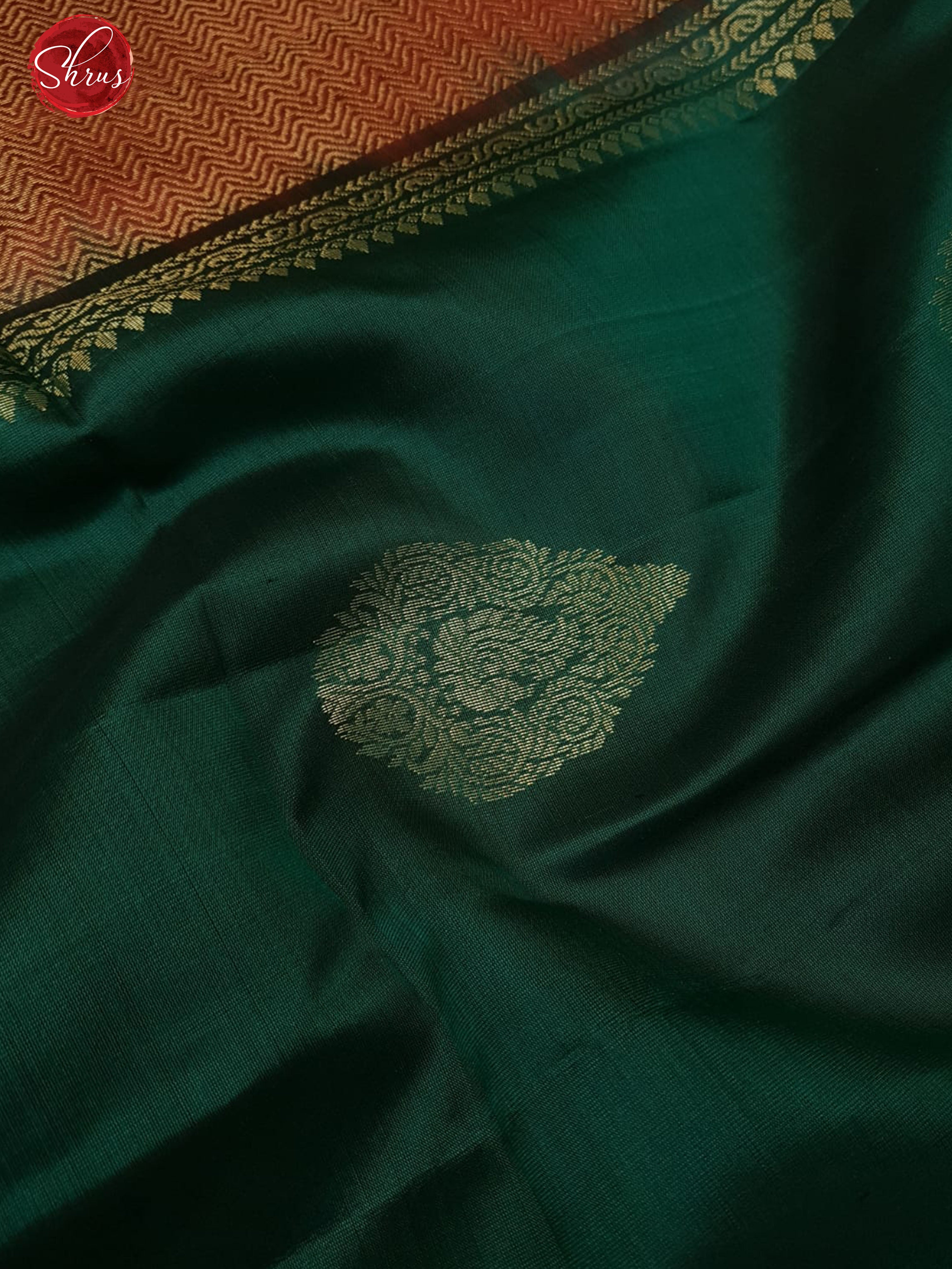 Green & Maroon - Soft Silk with gold, silver zari motifs on the body & Contrast Border - Shop on ShrusEternity.com
