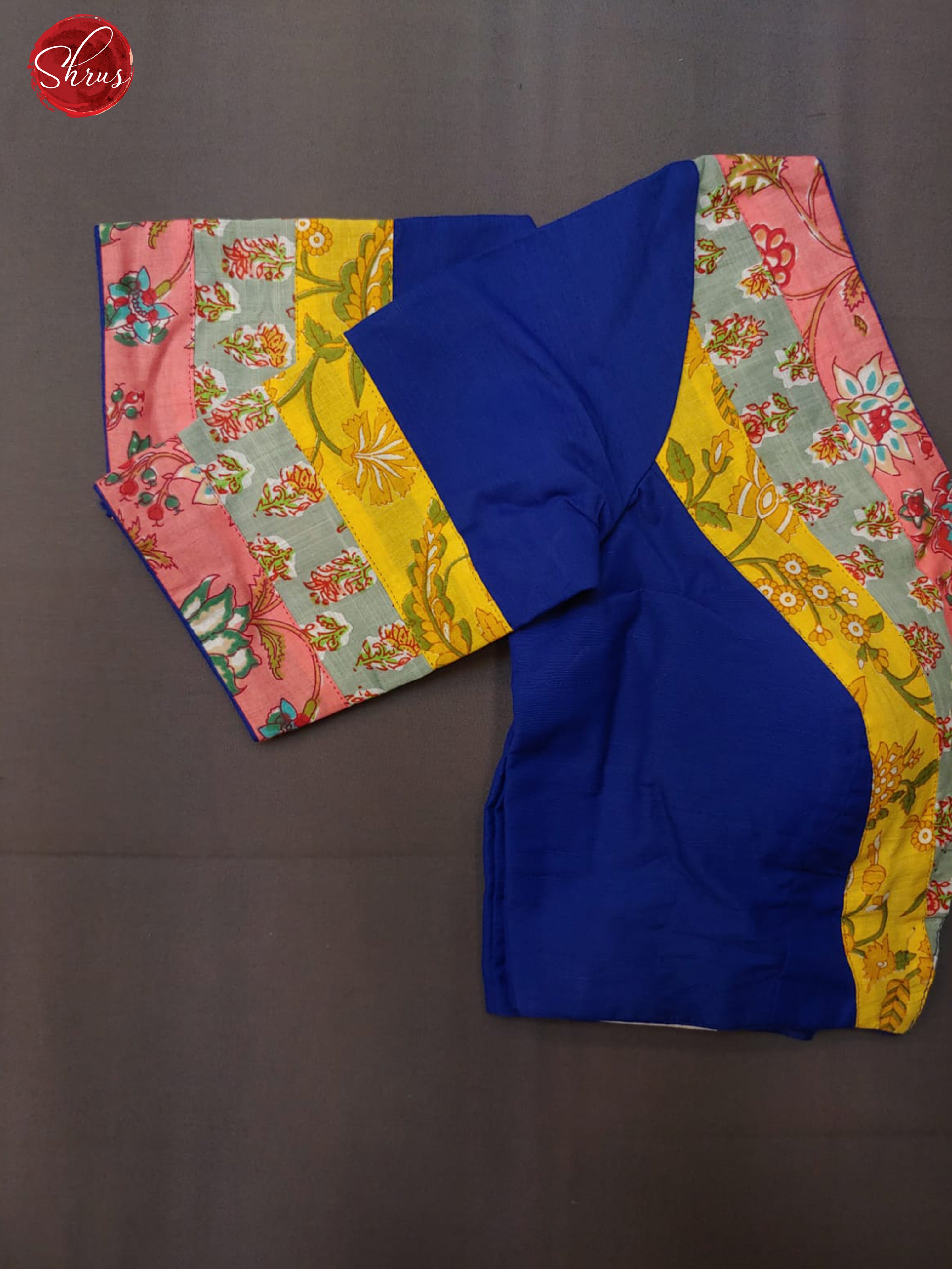 Blue - Readymade Cotton Blouse with front hook, short sleeves, V shaped - neckline & Size-34 - Shop on ShrusEternity.com