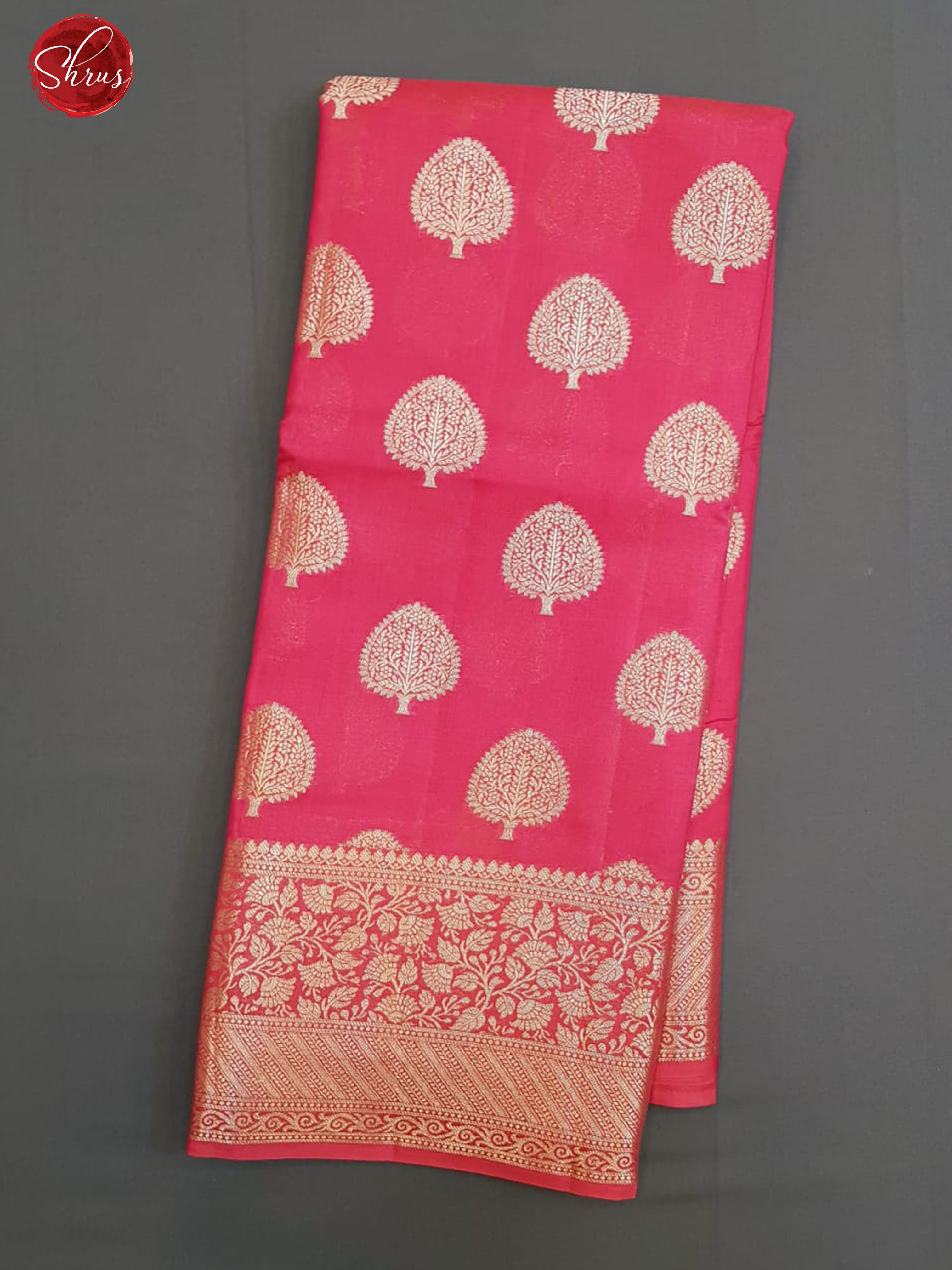 Pink(Single Tone)- Tussar with zari woven floral motifs on the body & zari Border - Shop on ShrusEternity.com