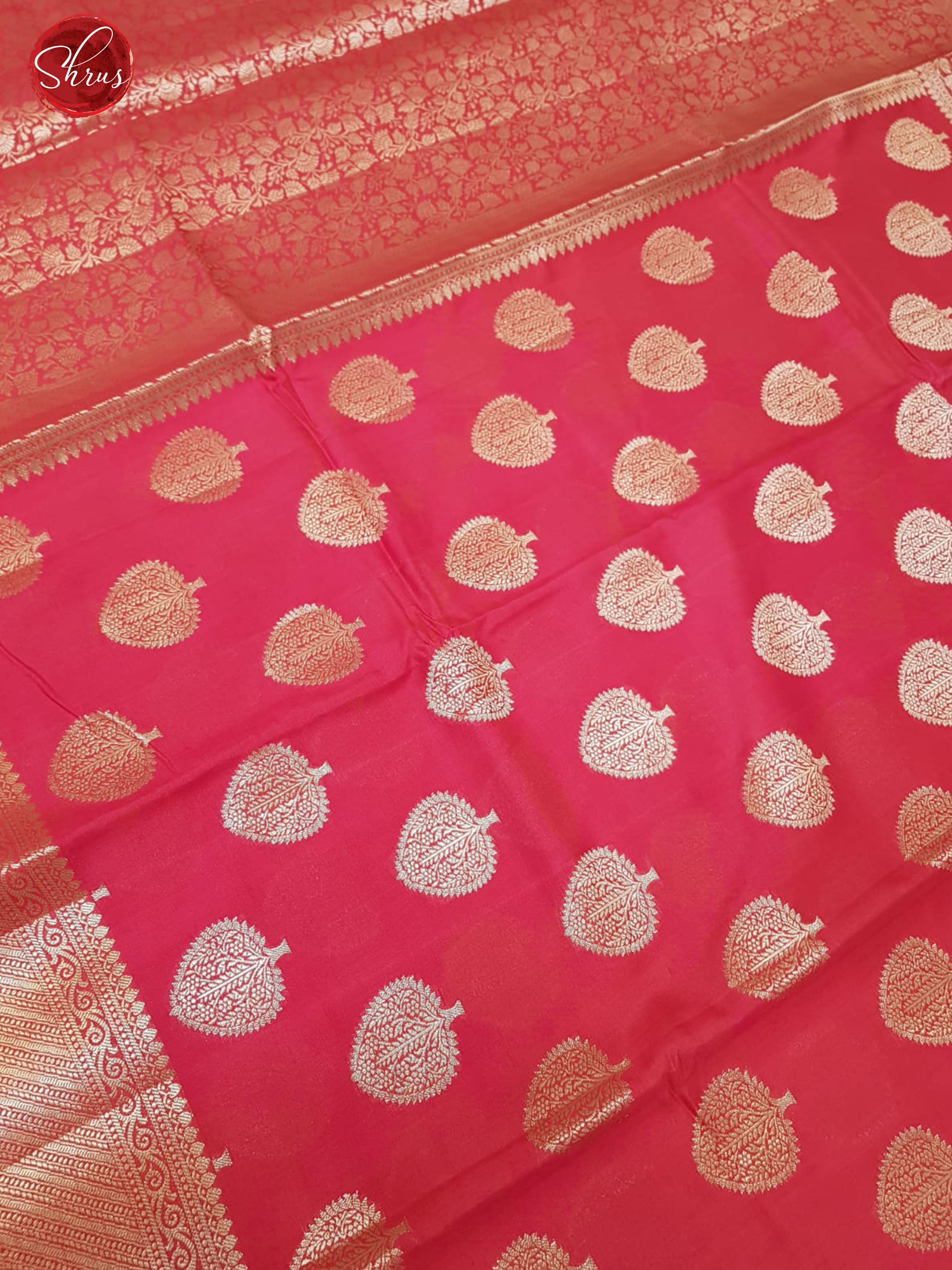 Pink(Single Tone)- Tussar with zari woven floral motifs on the body & zari Border - Shop on ShrusEternity.com