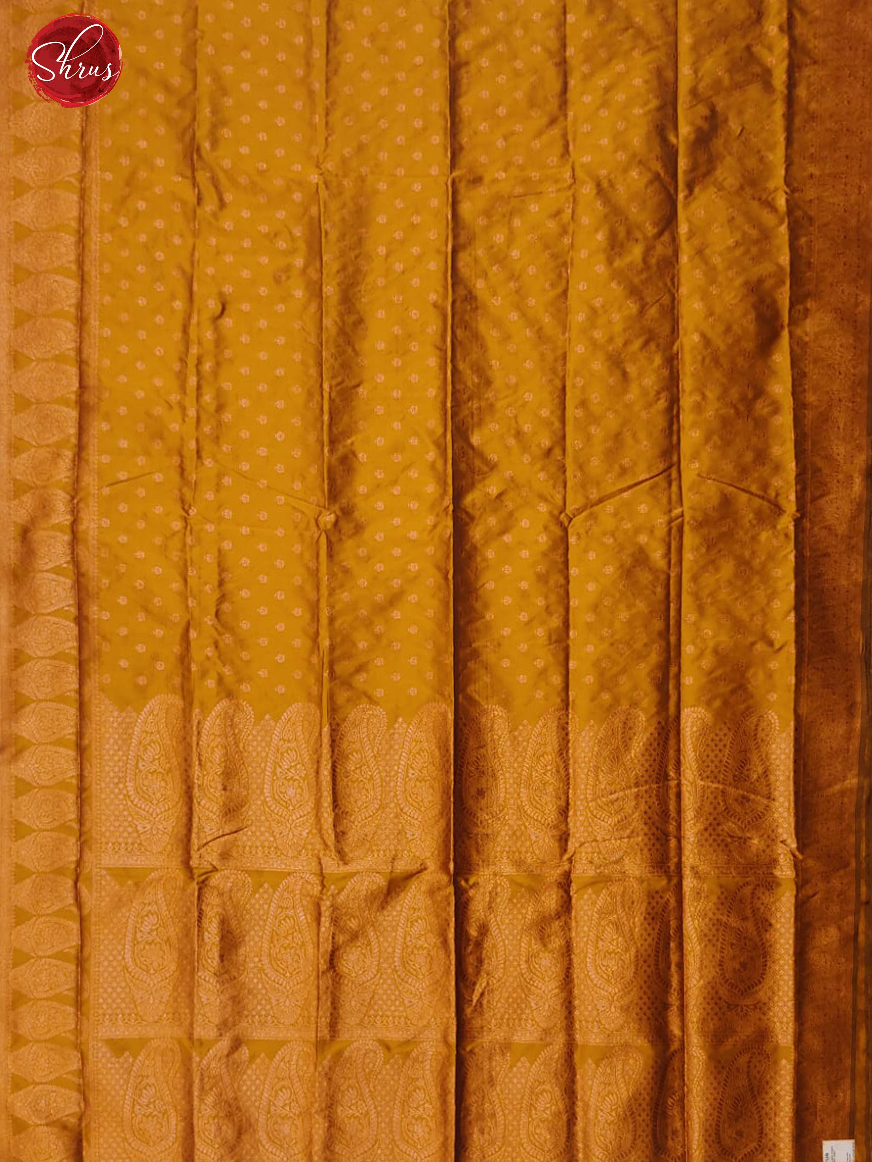 Mehandi Green(Single Tone)- Semi Khatan with zari floral buttas on the body & zari Border - Shop on ShrusEternity.com