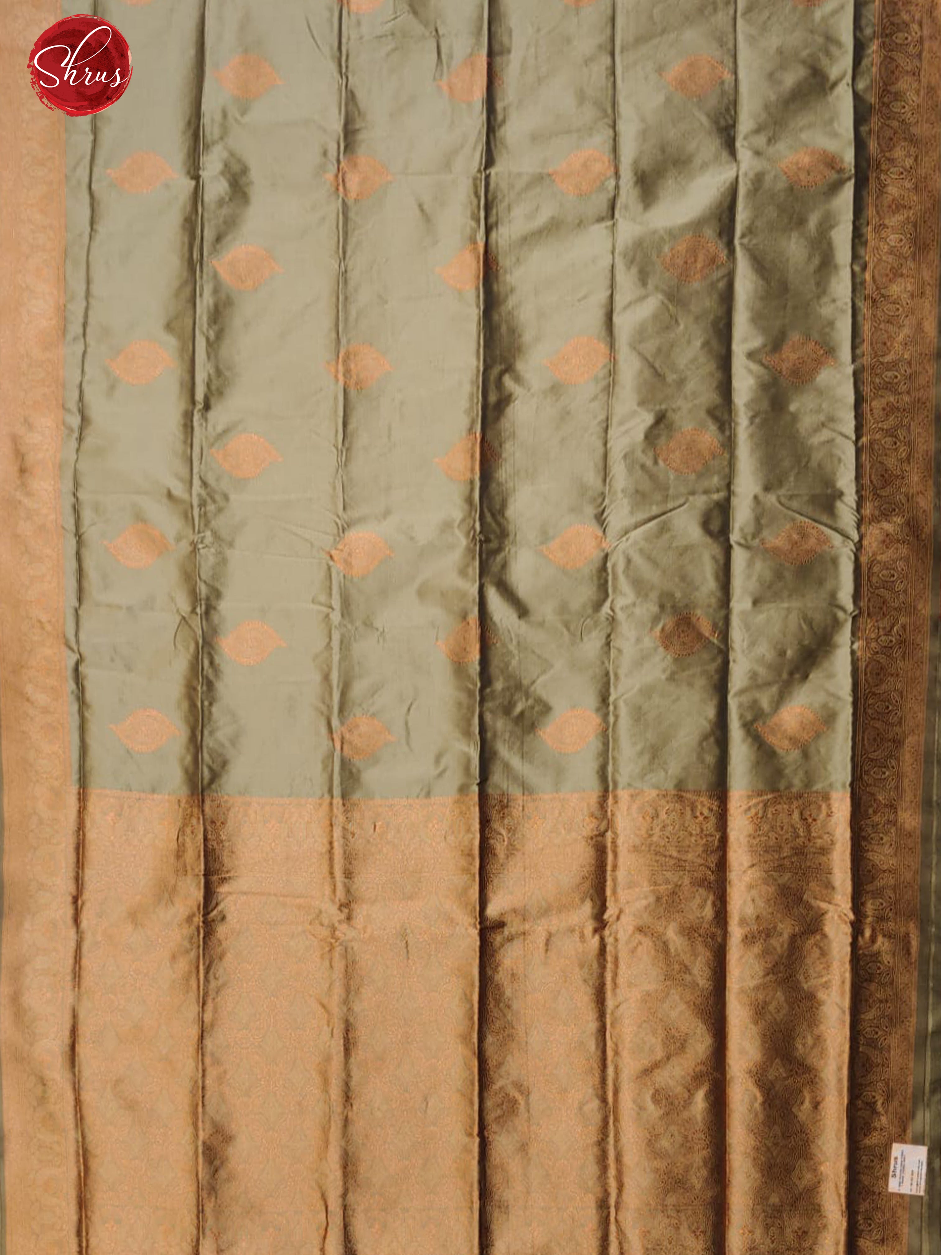 Silver(Single Tone)- Semi Khatan with zari woven floral motifs on the body & Zari Border - Shop on ShrusEternity.com