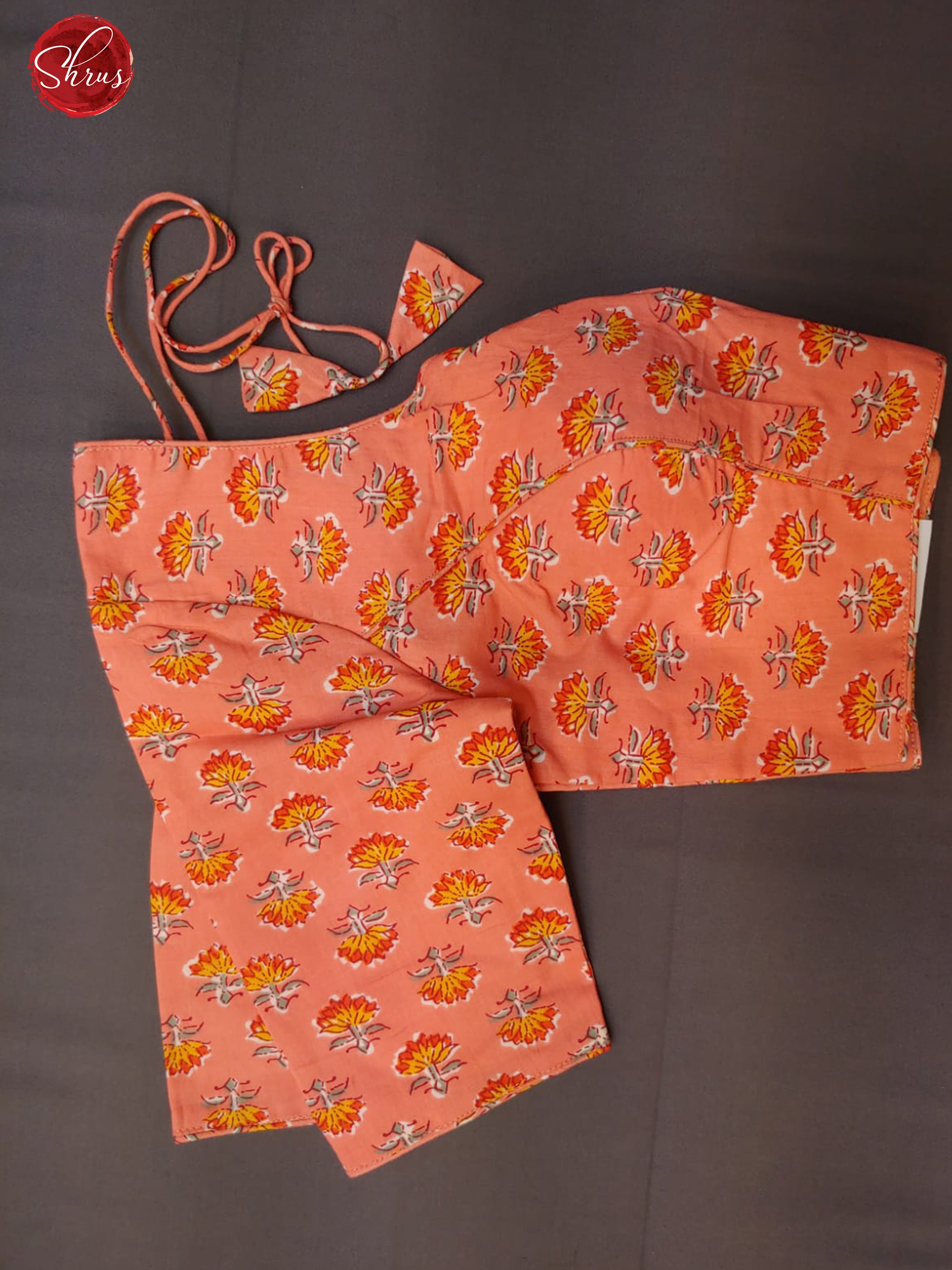 Orange - Readymade Blouse with U-Shaped NeckLine & Size -38 - Shop on ShrusEternity.com