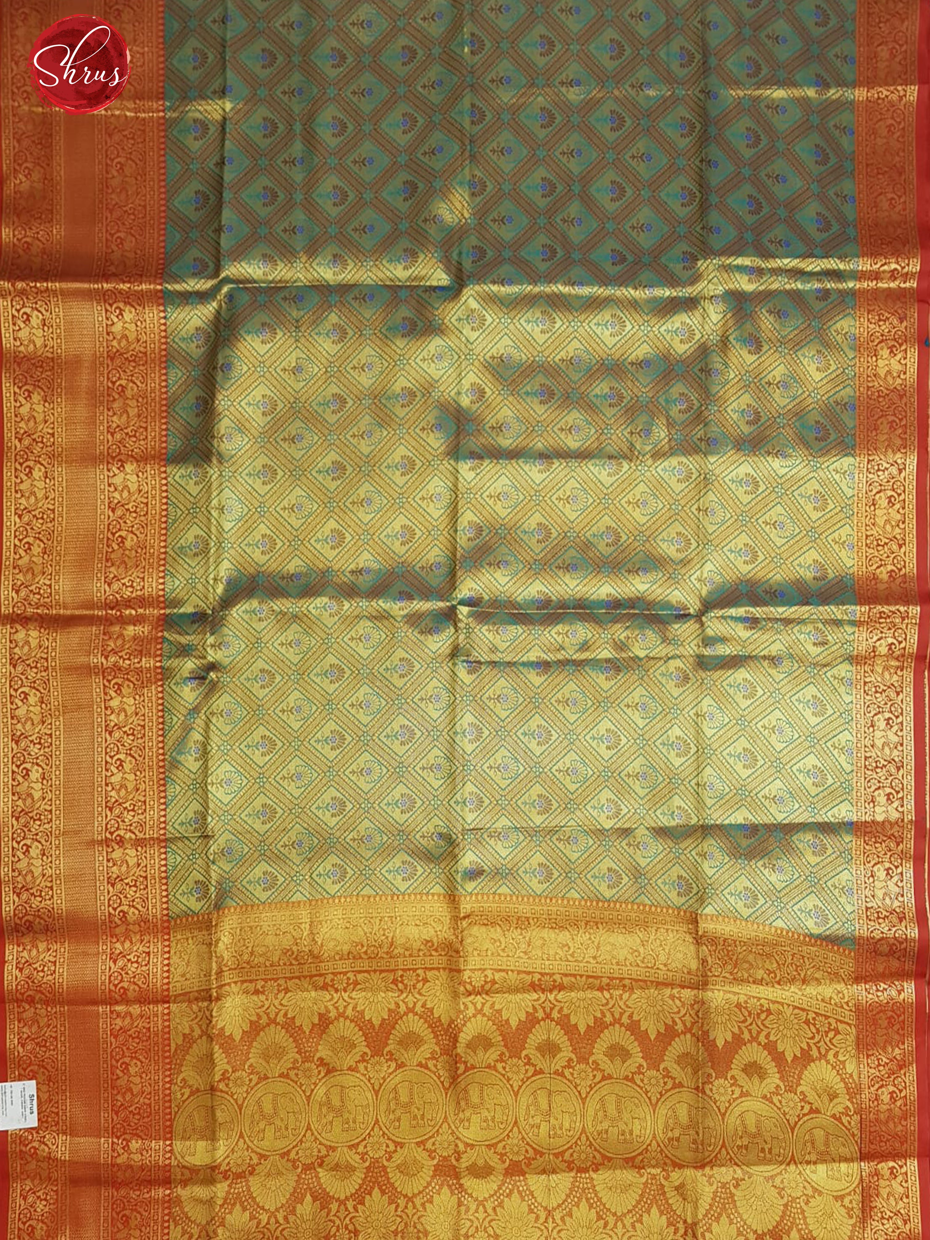 Green & Red - Semi Kanchipuram Dola Silk with zari brocade on the body & Contrast Zari Border - Shop on ShrusEternity.com