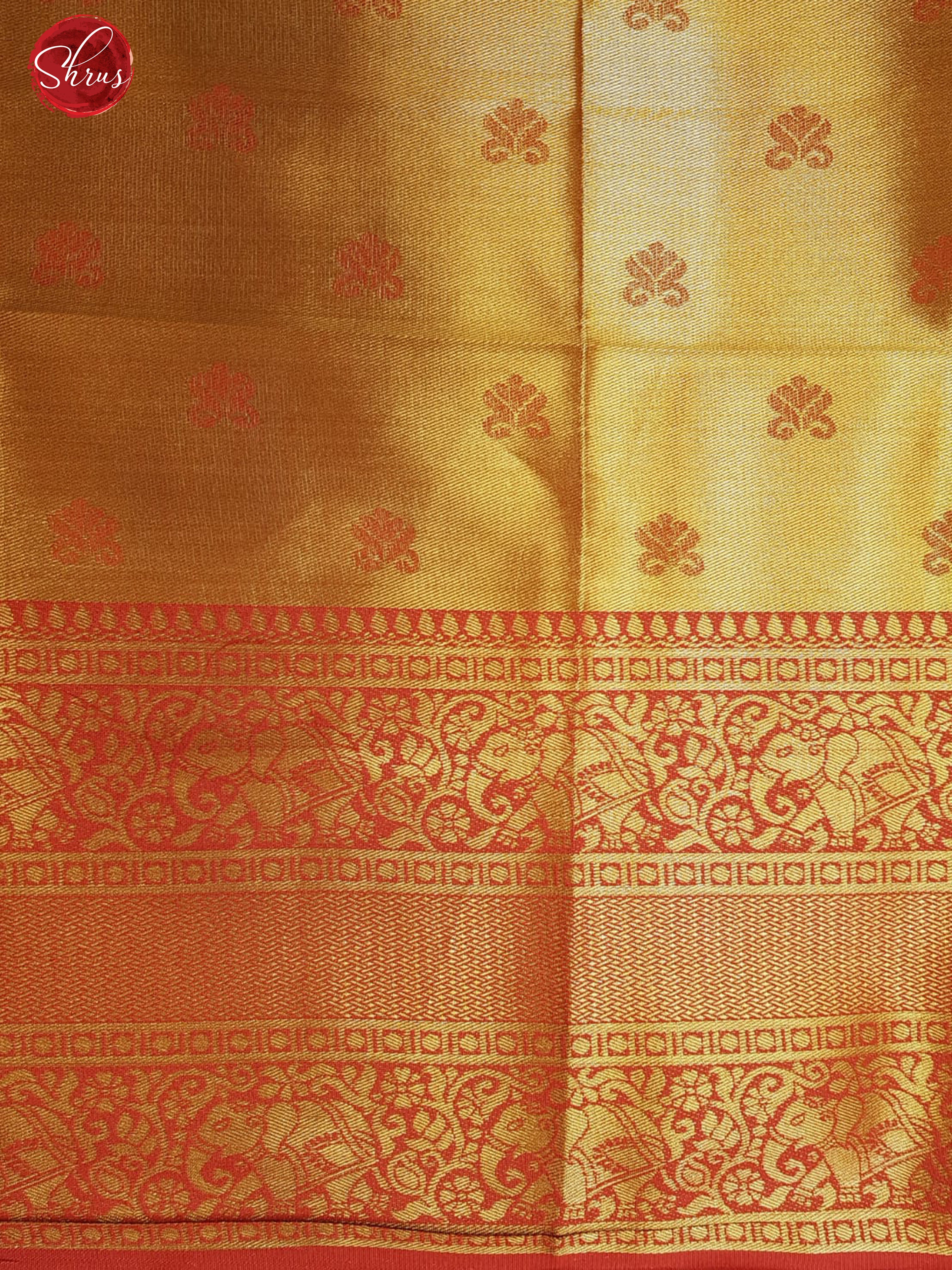 Green & Red - Semi Kanchipuram Dola Silk with zari brocade on the body & Contrast Zari Border - Shop on ShrusEternity.com