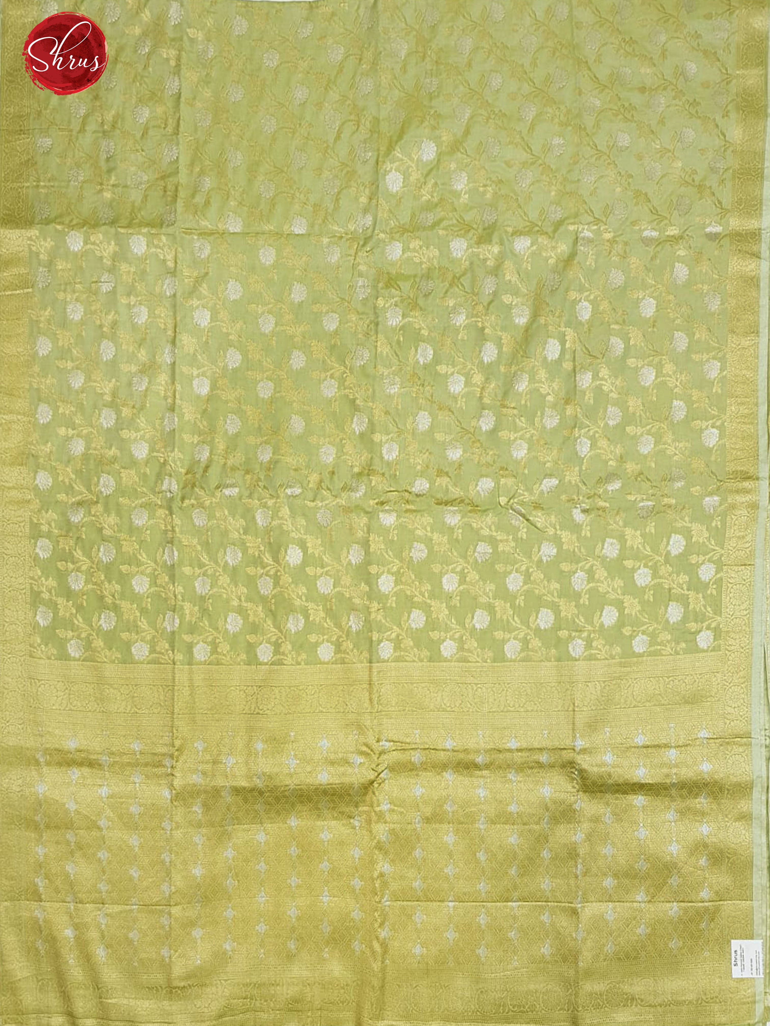 Green(SIngle Tone)- Semi Banarasi with zari woven floral nestling brocade on the body& zari border - Shop on ShrusEternity.com