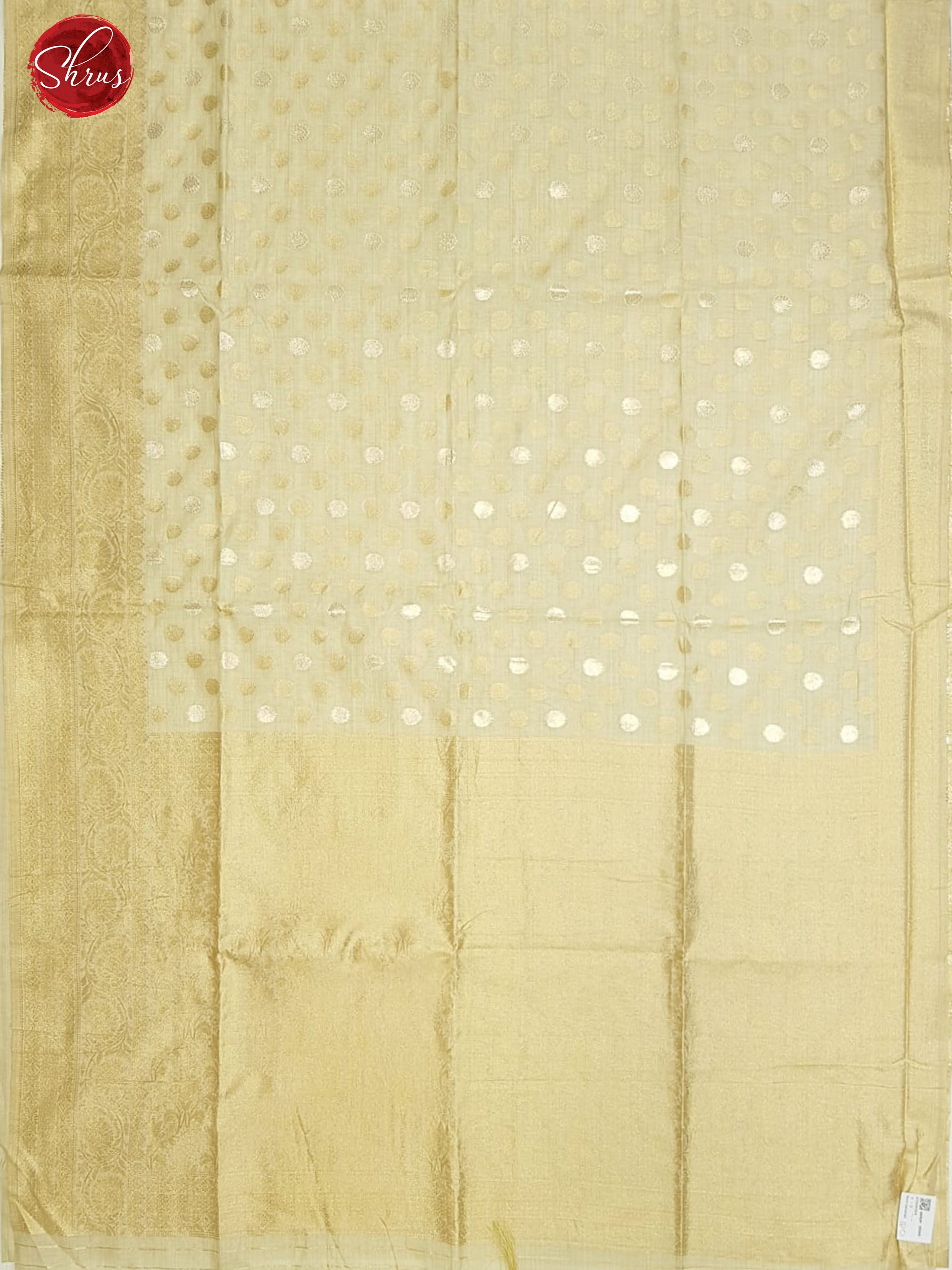Beige(Single Tone)- Semi Banarasi with gold, silver zari buttas on the body & Zari Border - Shop on ShrusEternity.com