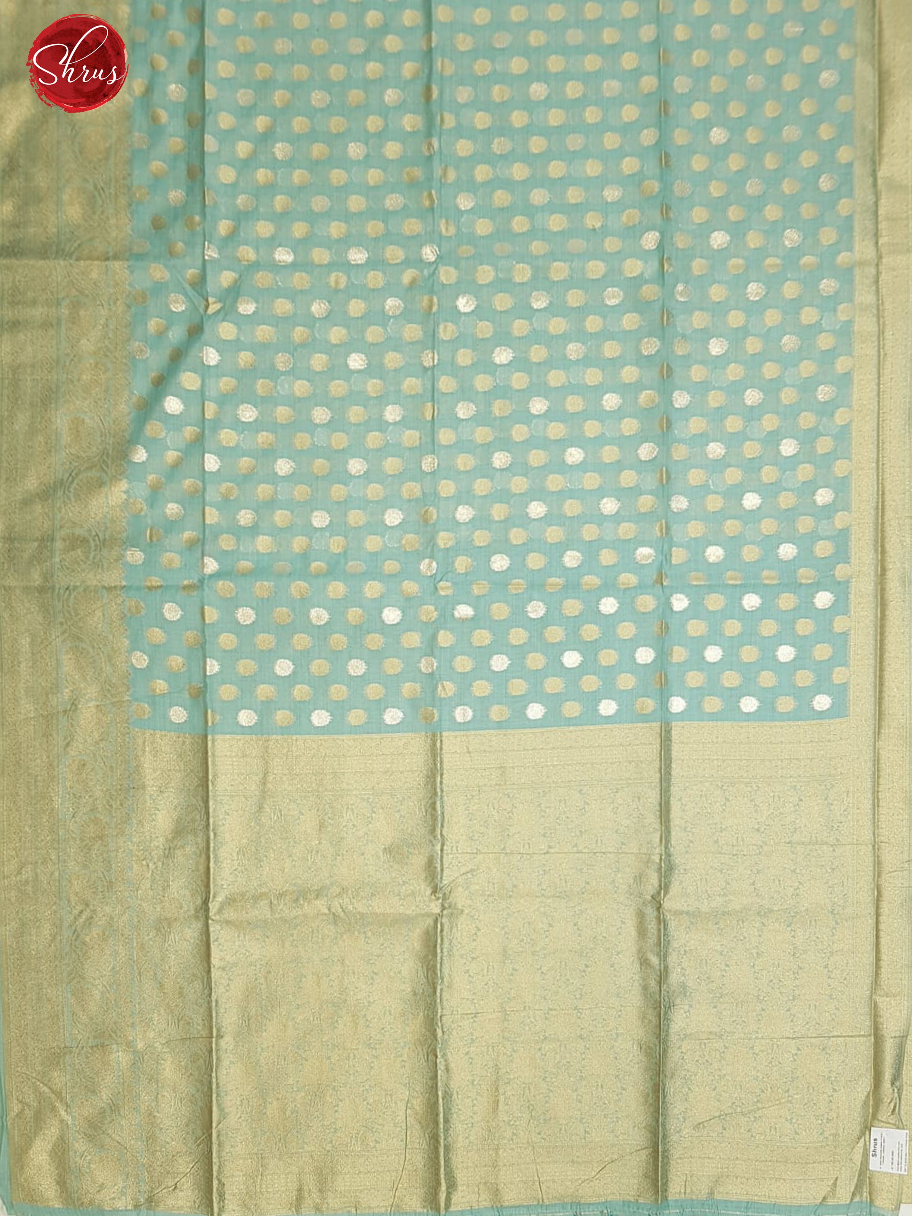 Blue(Single Tone)- Semi Banarasi with gold, silver zari buttas on the body & Zari Border - Shop on ShrusEternity.com