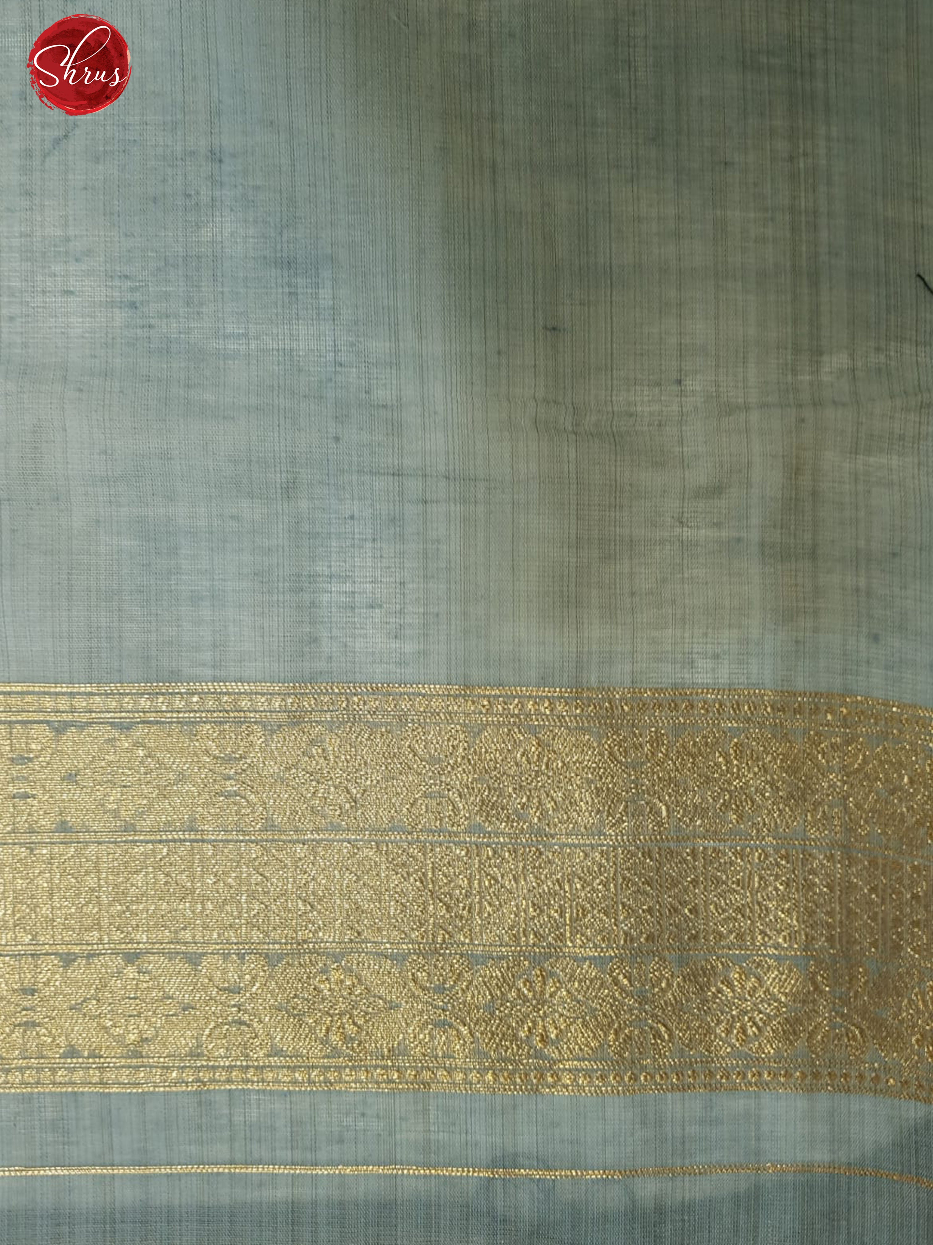 Grey(Single Tone)- Semi Banarasi with gold, silver zari buttas on the body& zari Border - Shop on ShrusEternity.com