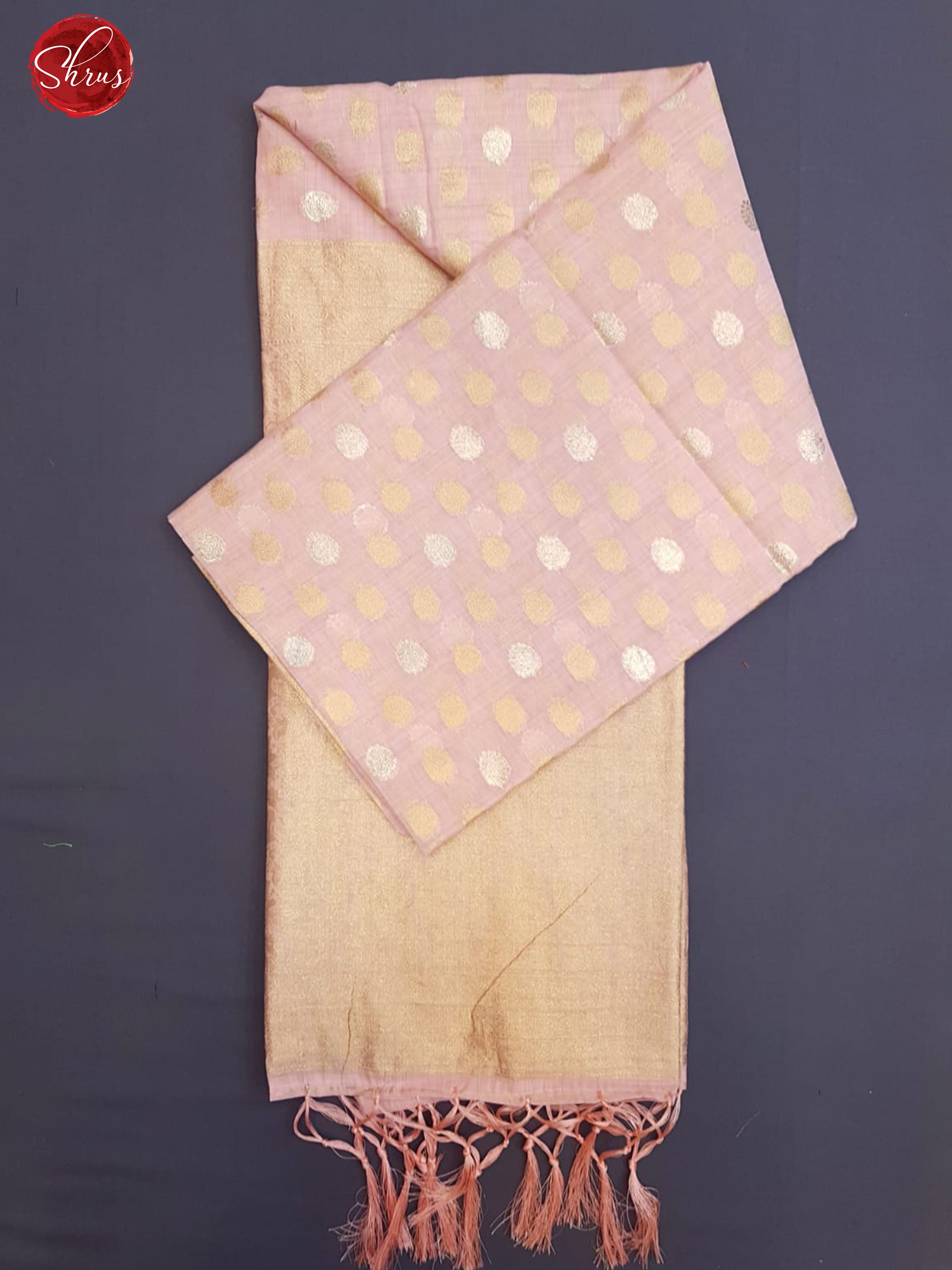 Pink(Single Tone)- Semi Banarasi with gold, silver zari buttas on the body& zari Border - Shop on ShrusEternity.com