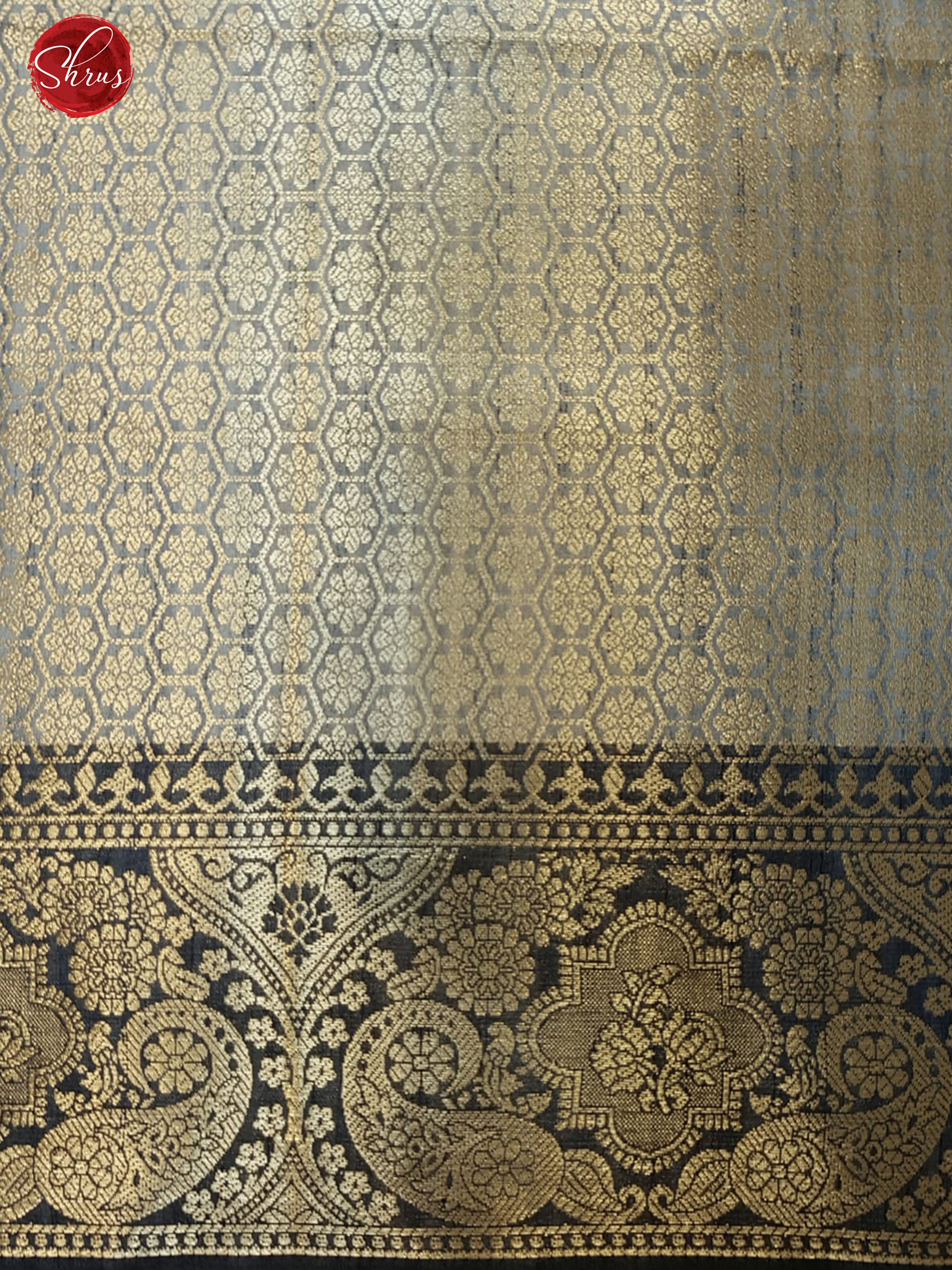 Grey(Single Tone)- Semi Banarasi with zari woven floral motifs on the body& Zari Border - Shop on ShrusEternity.com