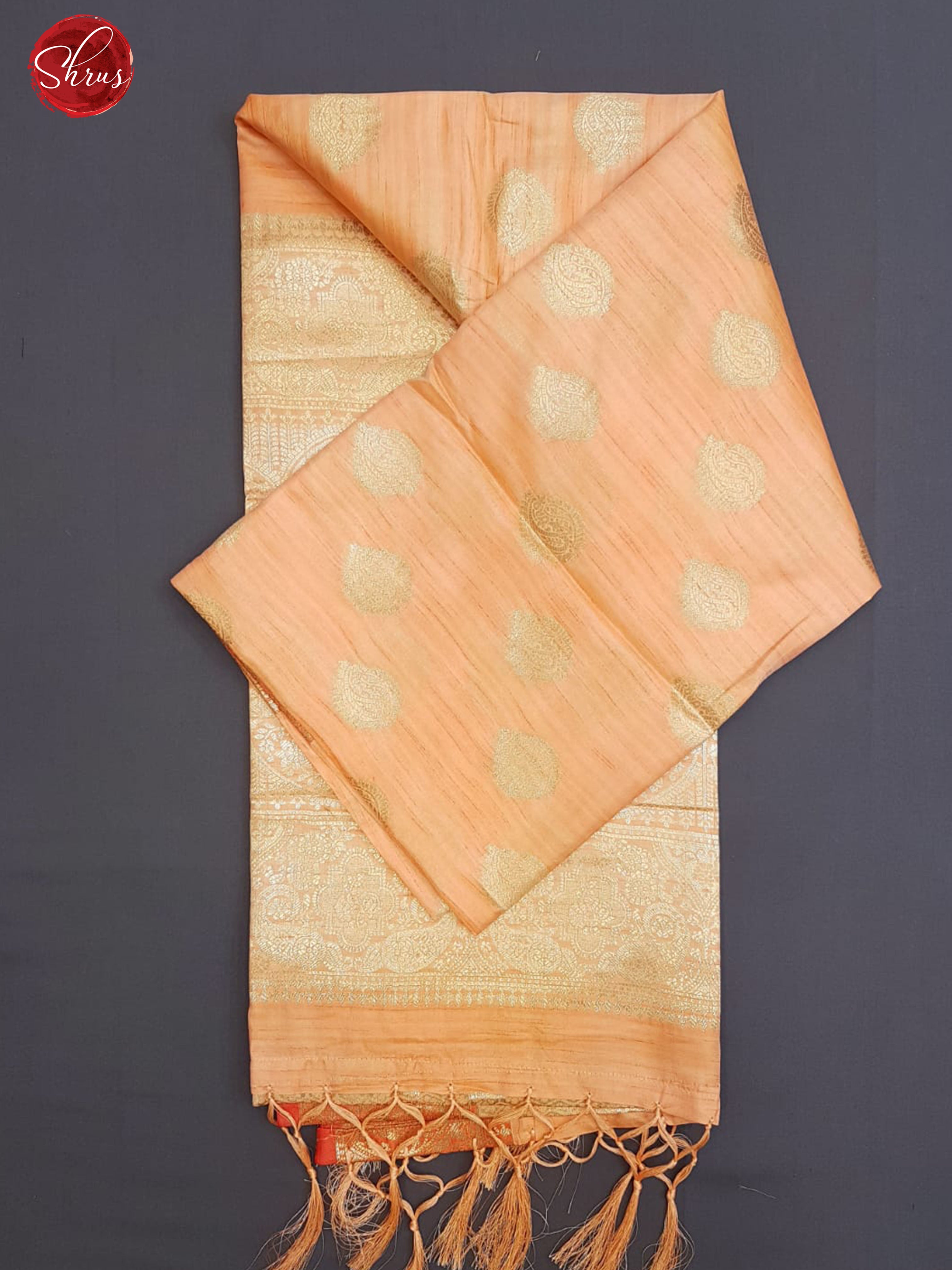 Orange(Single Tone) - Semi Banarasi with zari woven floral motifs on the body& Zari Border - Shop on ShrusEternity.com