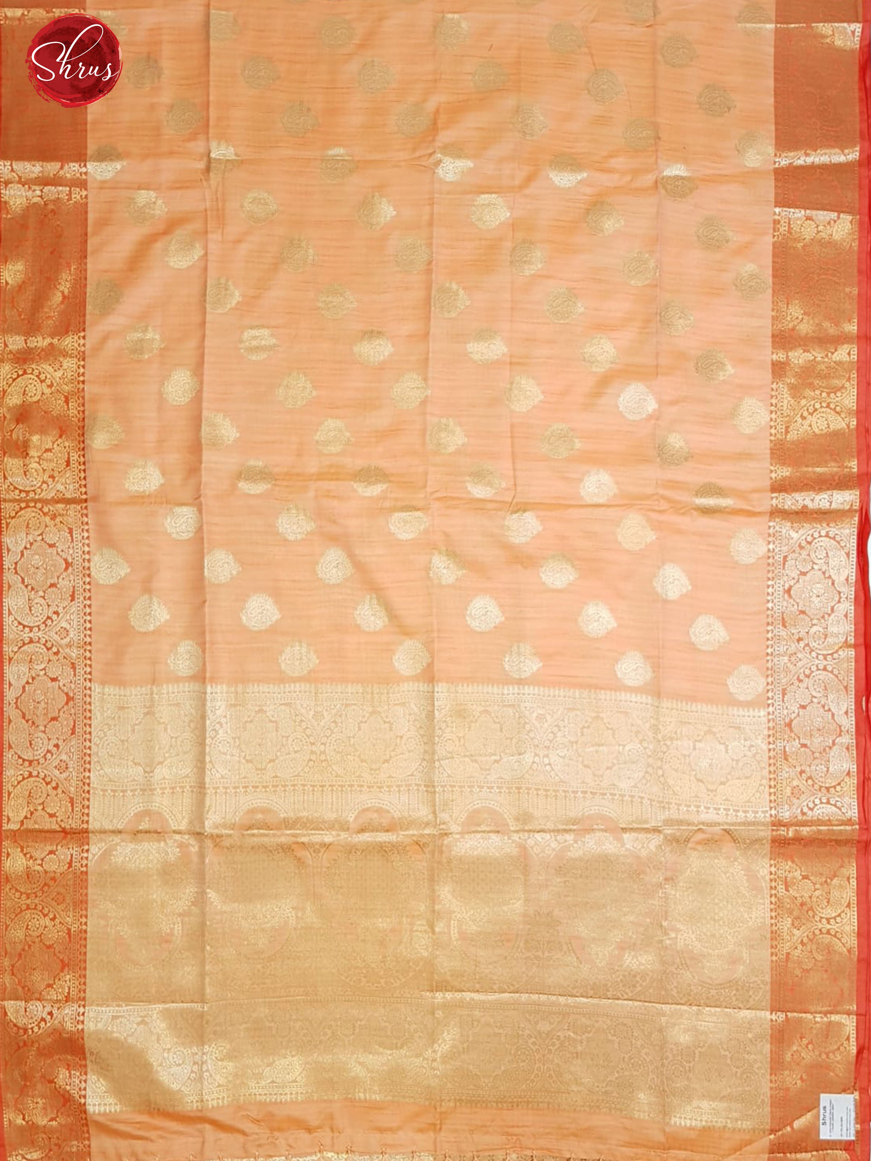 Orange(Single Tone) - Semi Banarasi with zari woven floral motifs on the body& Zari Border - Shop on ShrusEternity.com