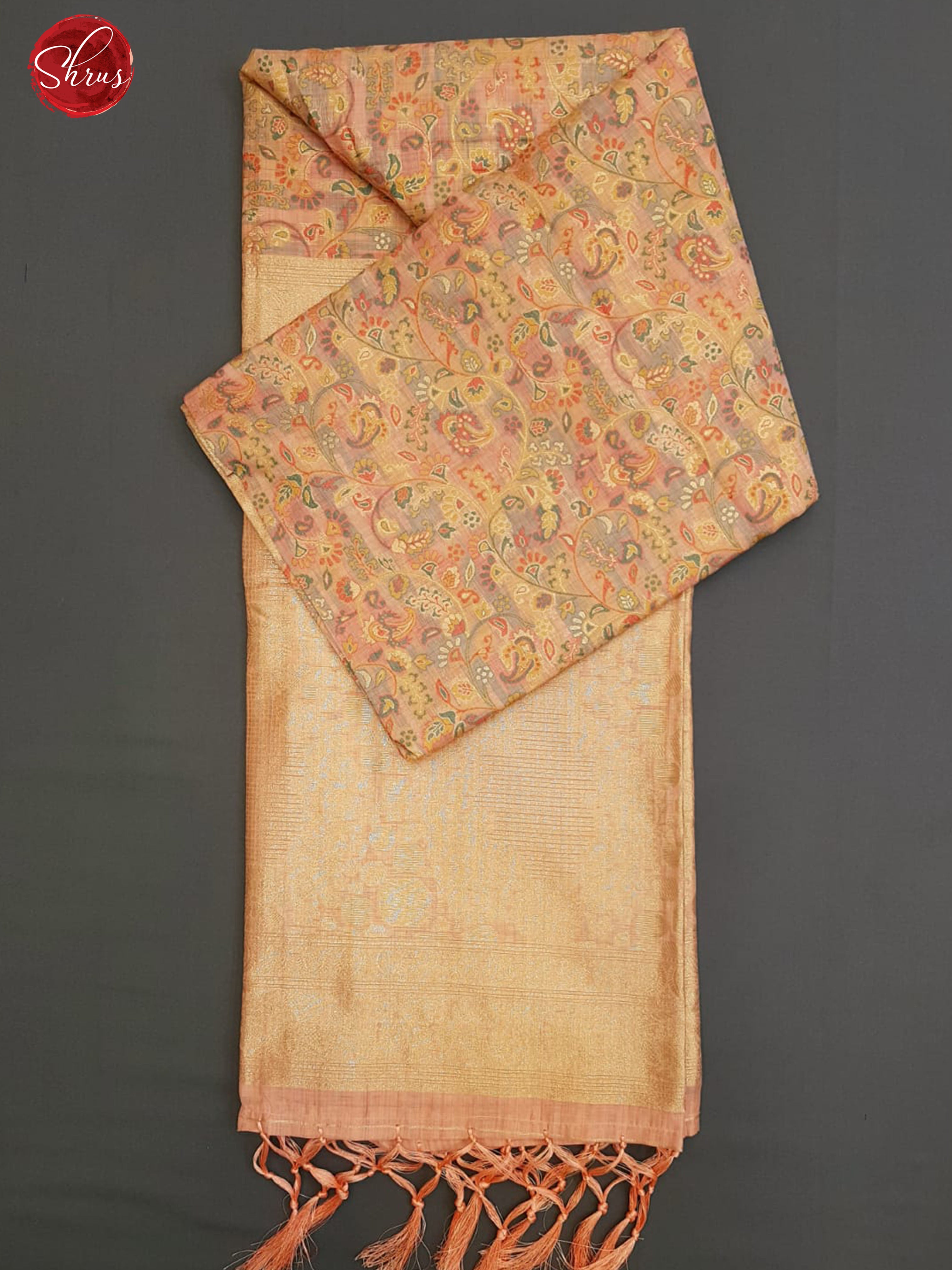 Pink(Single Tone)- Semi Banarasi with floral print on the body& Zari Border - Shop on ShrusEternity.com