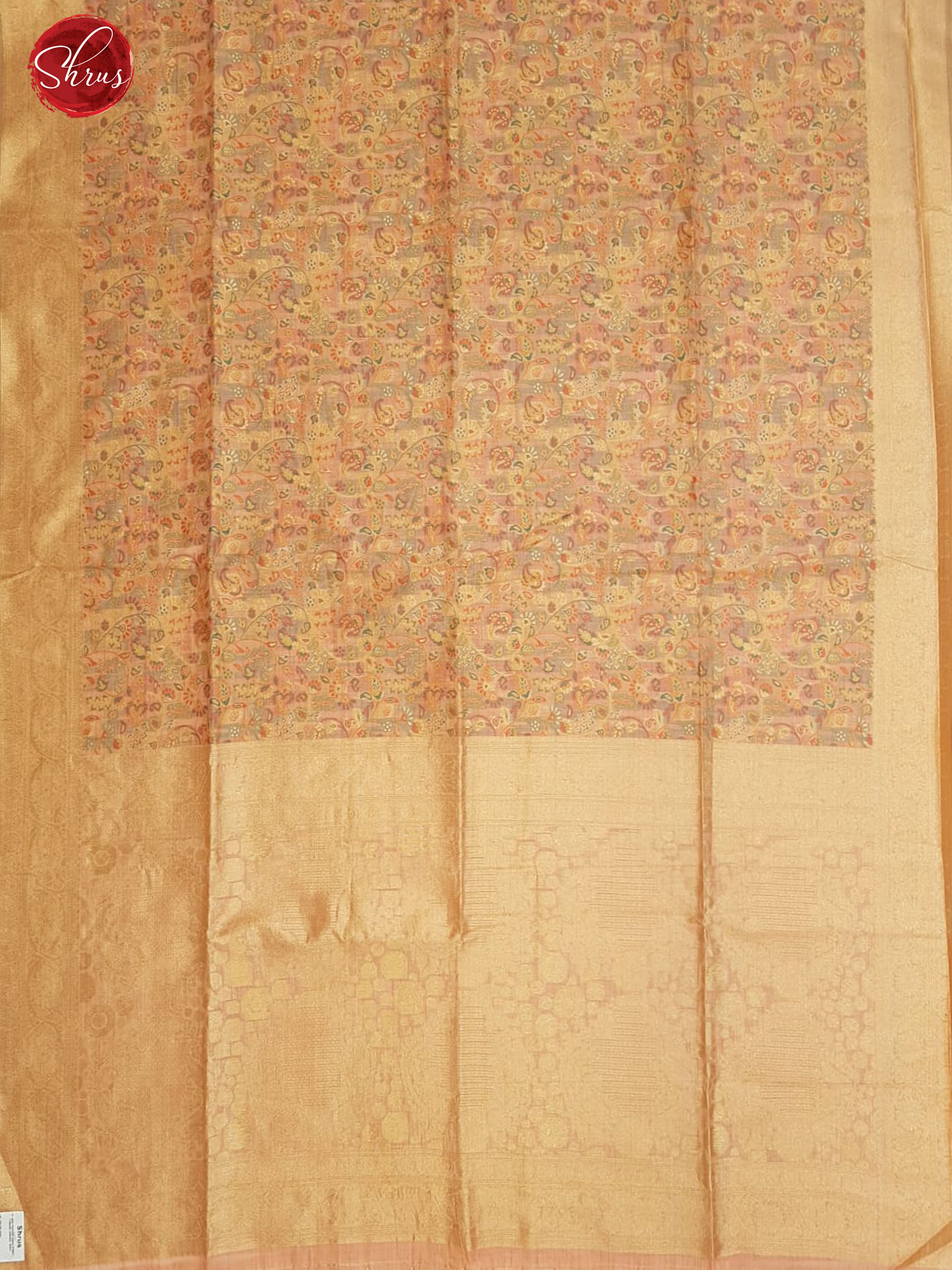 Pink(Single Tone)- Semi Banarasi with floral print on the body& Zari Border - Shop on ShrusEternity.com