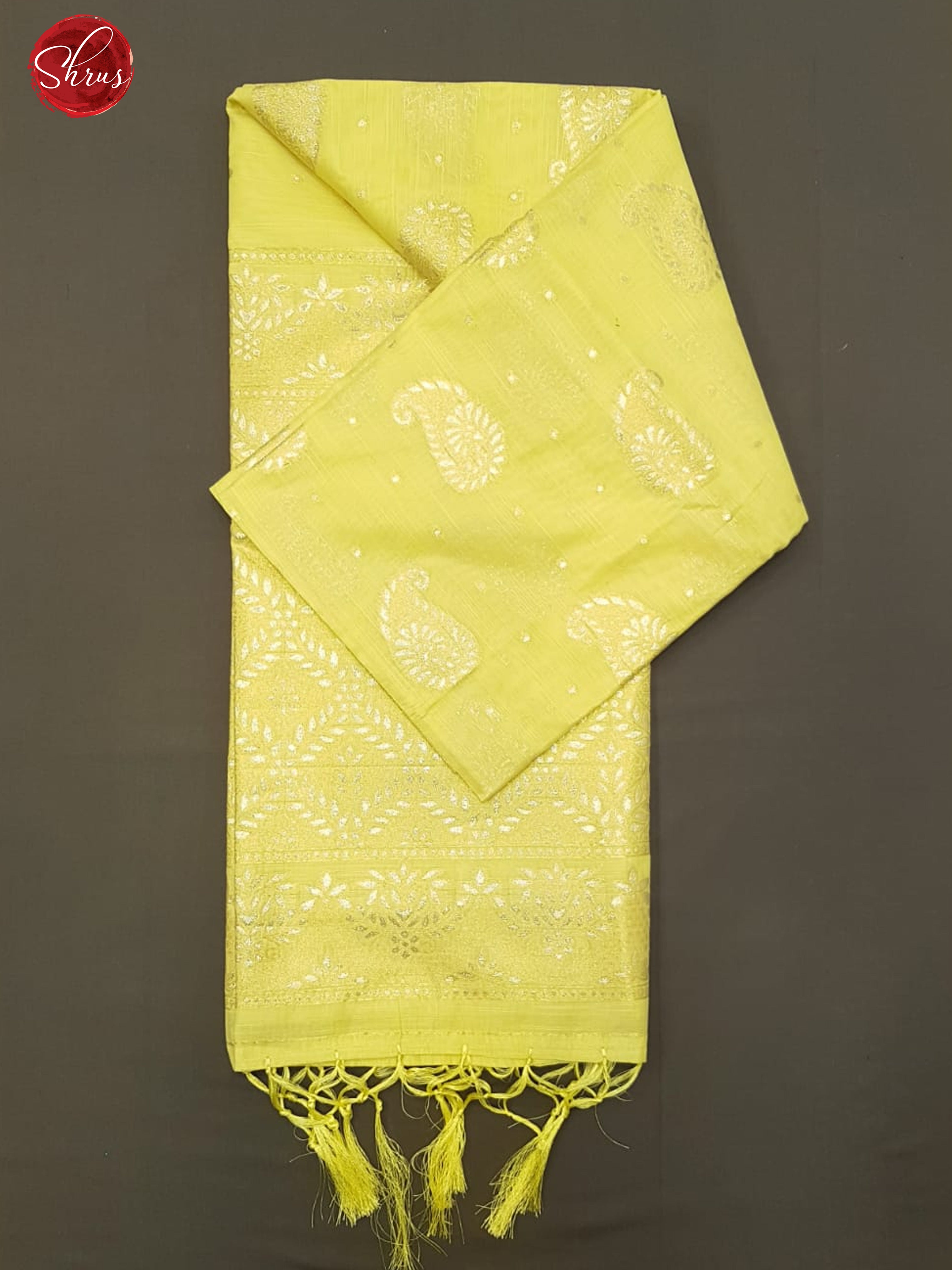 Yellow(Single Tone)-Art Linen with zari woven paisleys motifs on the body &Zari Border - Shop on ShrusEternity.com